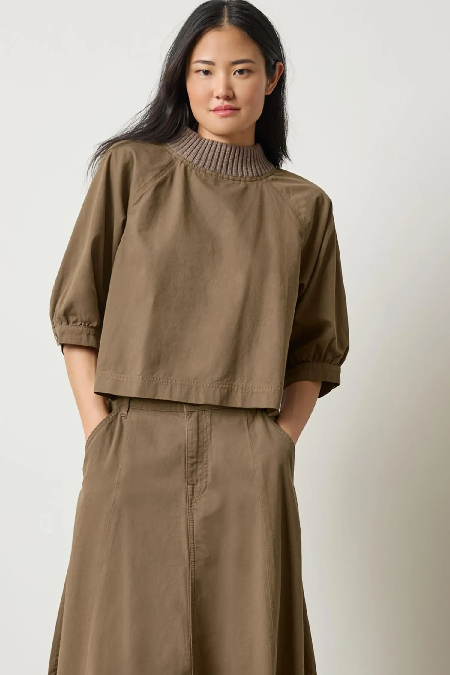 Knit Collar Twill Top sold by Lilla P product image thumbnail 2