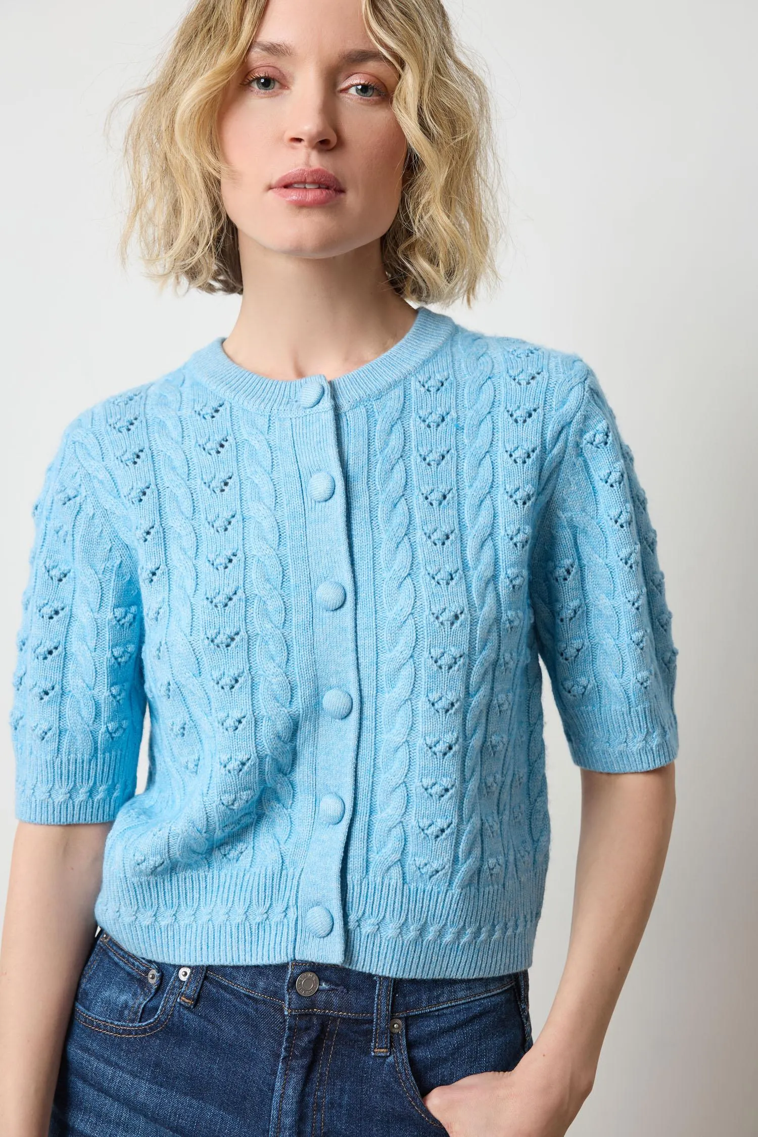 Short Sleeve Cardigan Sweater sold by Lilla P