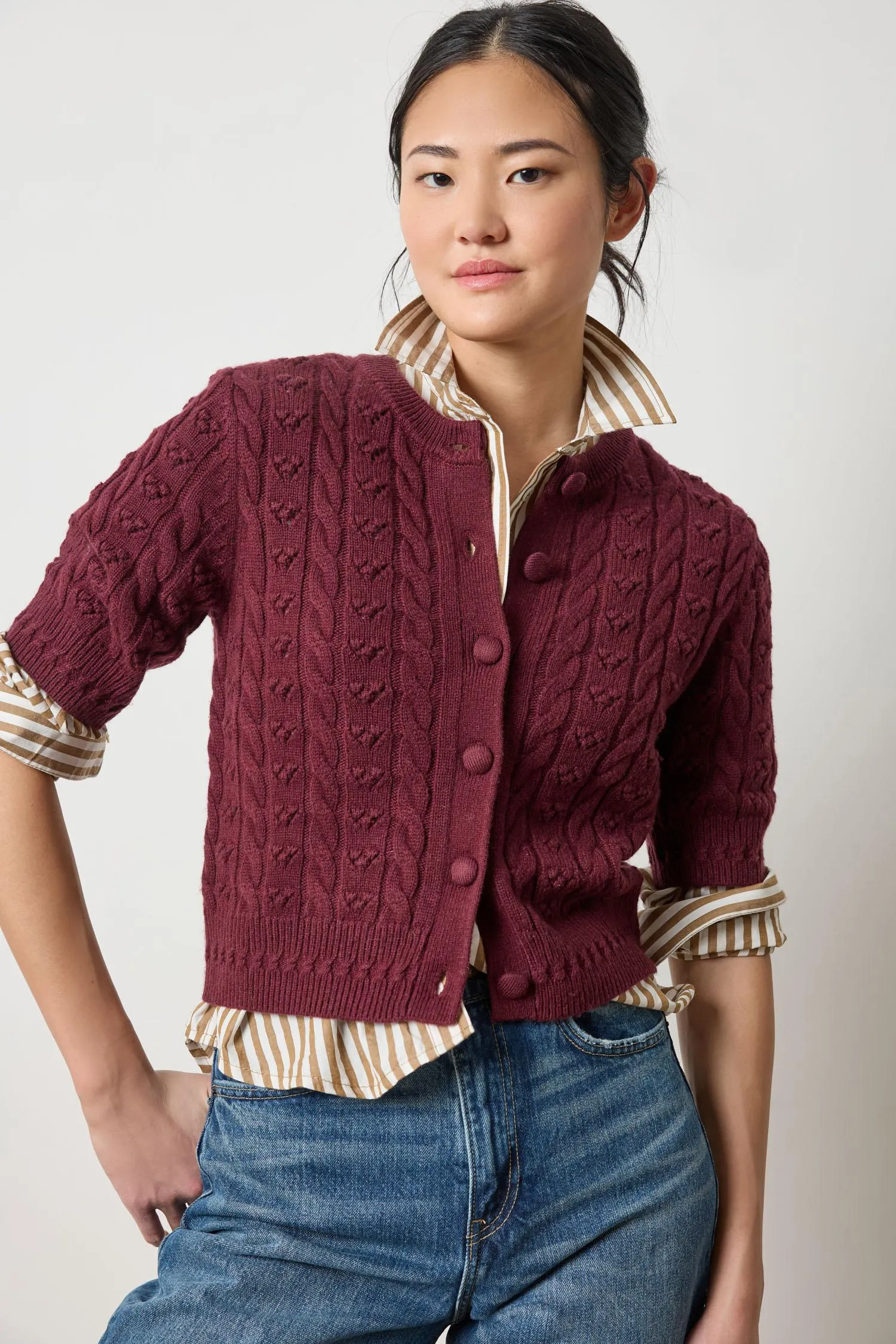 Short Sleeve Cardigan Sweater sold by Lilla P product image thumbnail 2