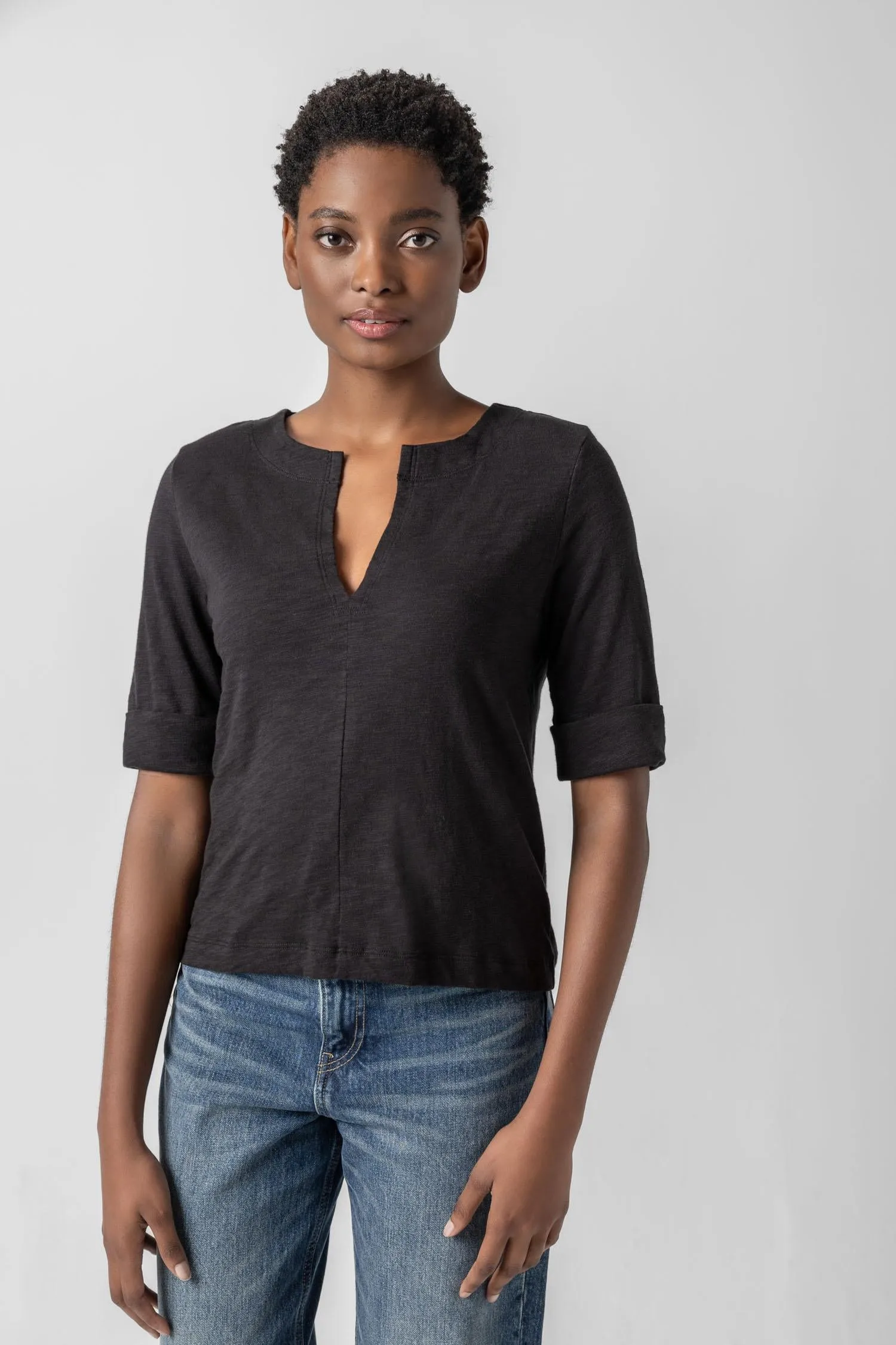 Cuff Sleeve Split Neck sold by Lilla P