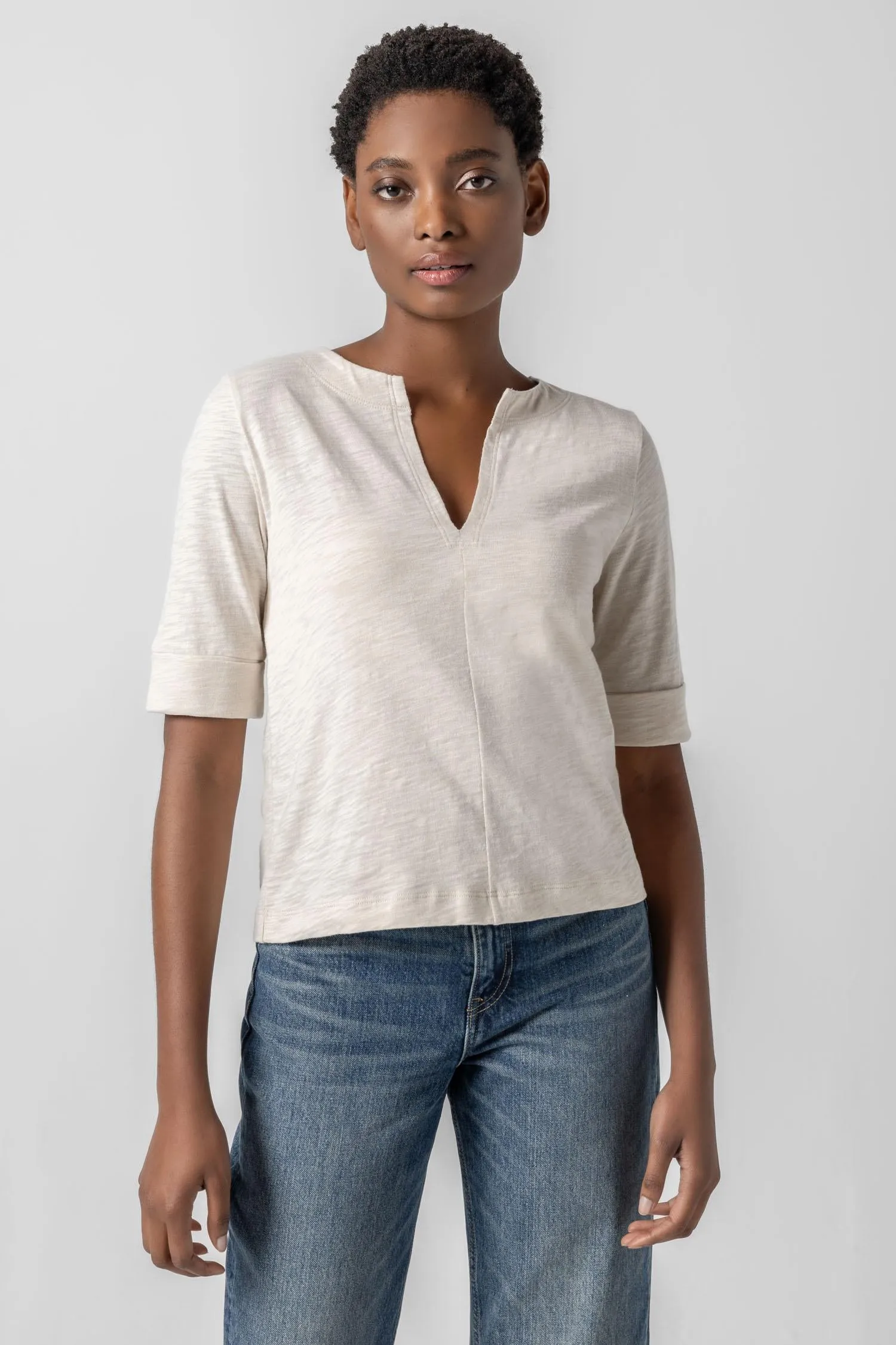 Cuff Sleeve Split Neck sold by Lilla P product image thumbnail 2