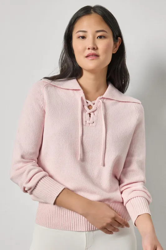 Lace Neck Polo Sweater made by Lilla P
