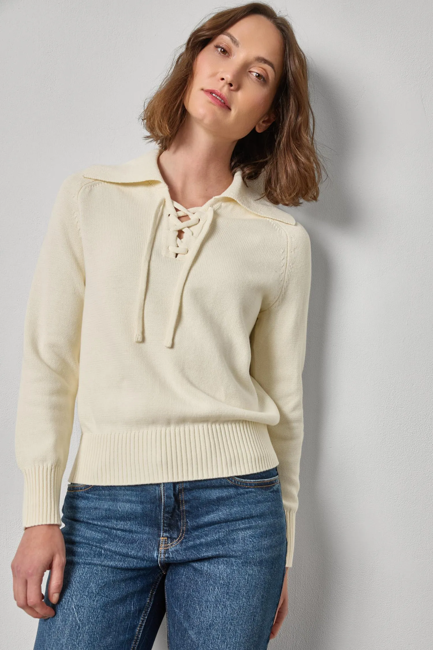 Lace Neck Polo Sweater sold by Lilla P product image thumbnail 2