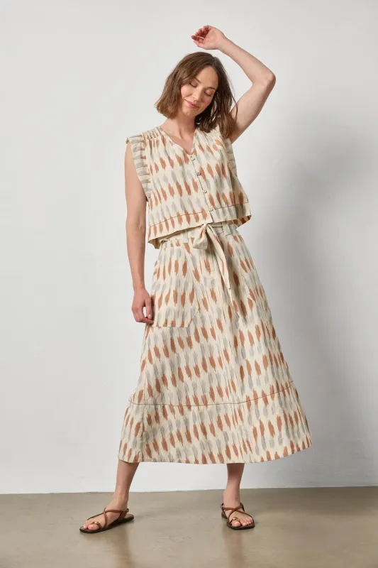 Ikat Shirred Shoulder Top sold by Lilla P