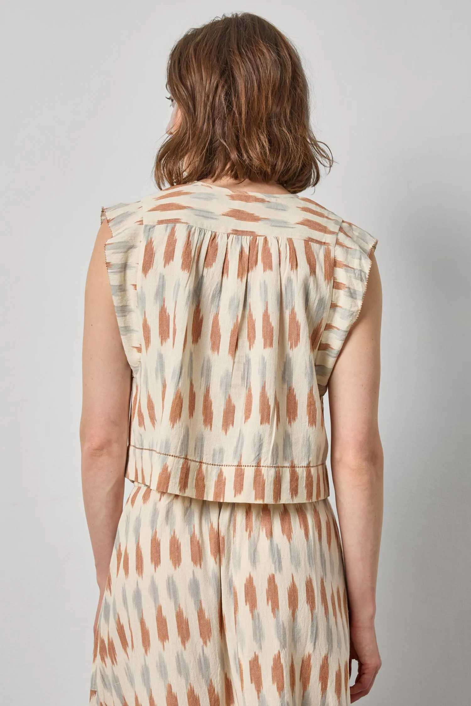 Ikat Shirred Shoulder Top sold by Lilla P product image thumbnail 3