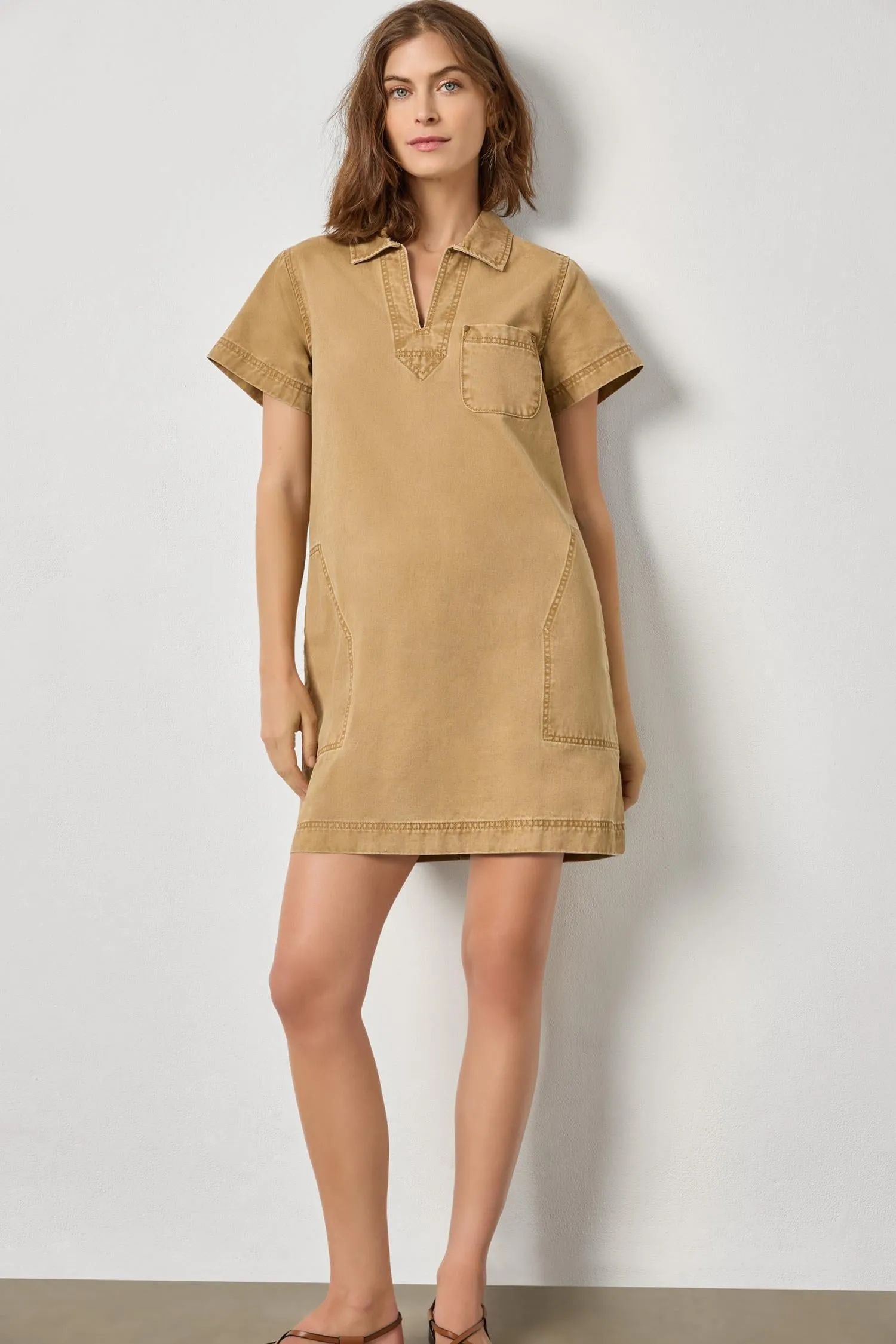 Twill Split Neck Collared Dress sold by Lilla P product image thumbnail 4