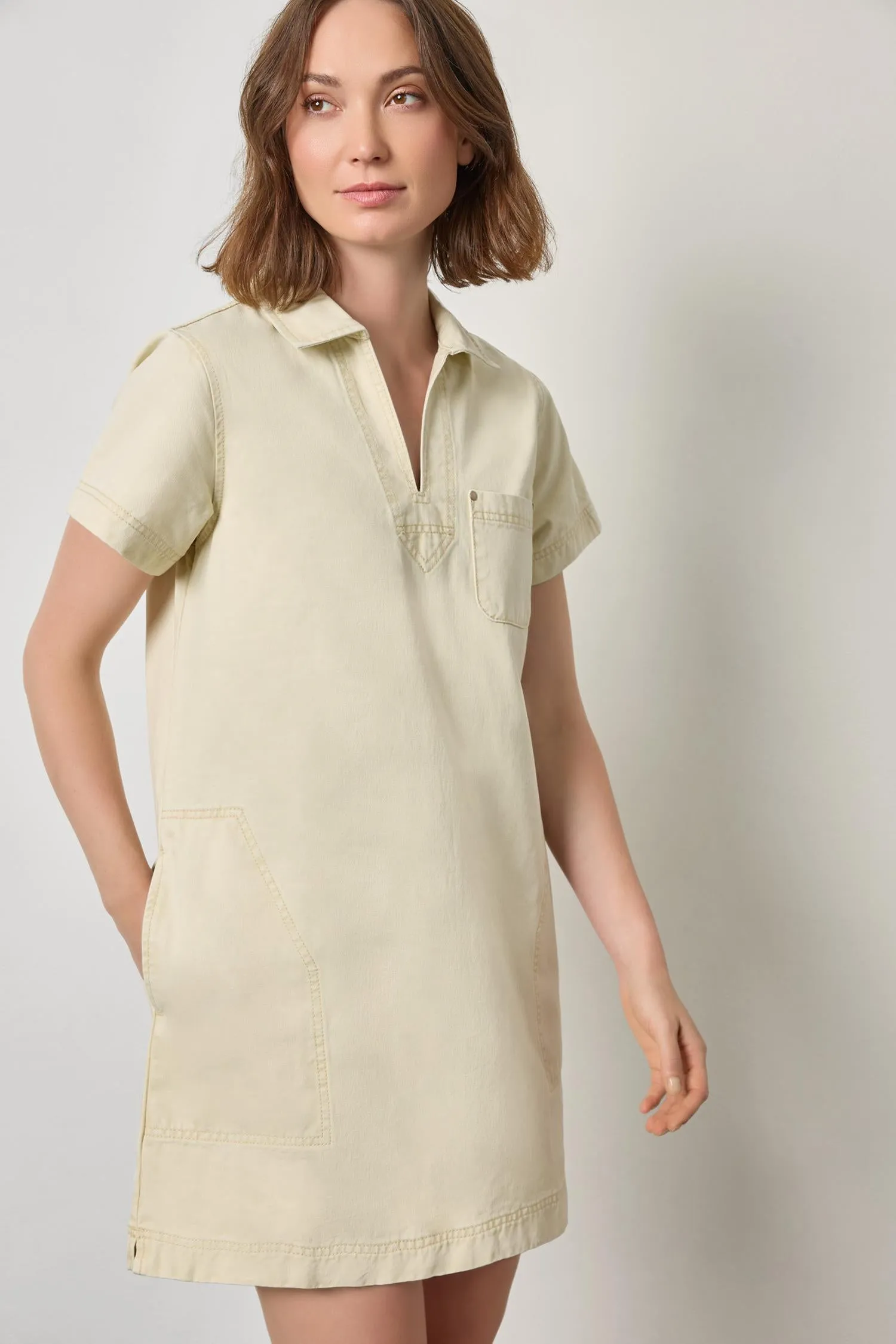 Twill Split Neck Collared Dress sold by Lilla P product image thumbnail 2