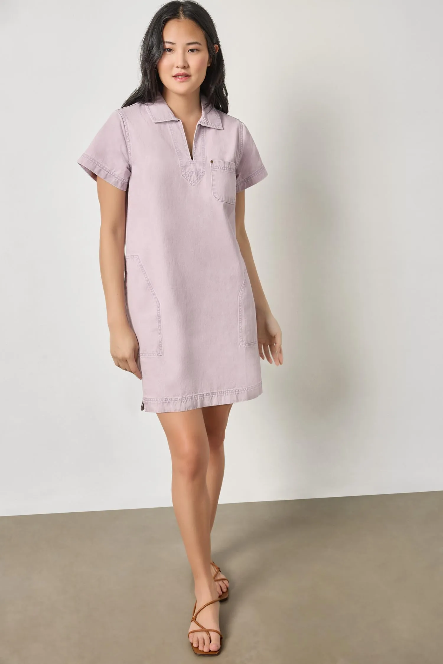Twill Split Neck Collared Dress sold by Lilla P