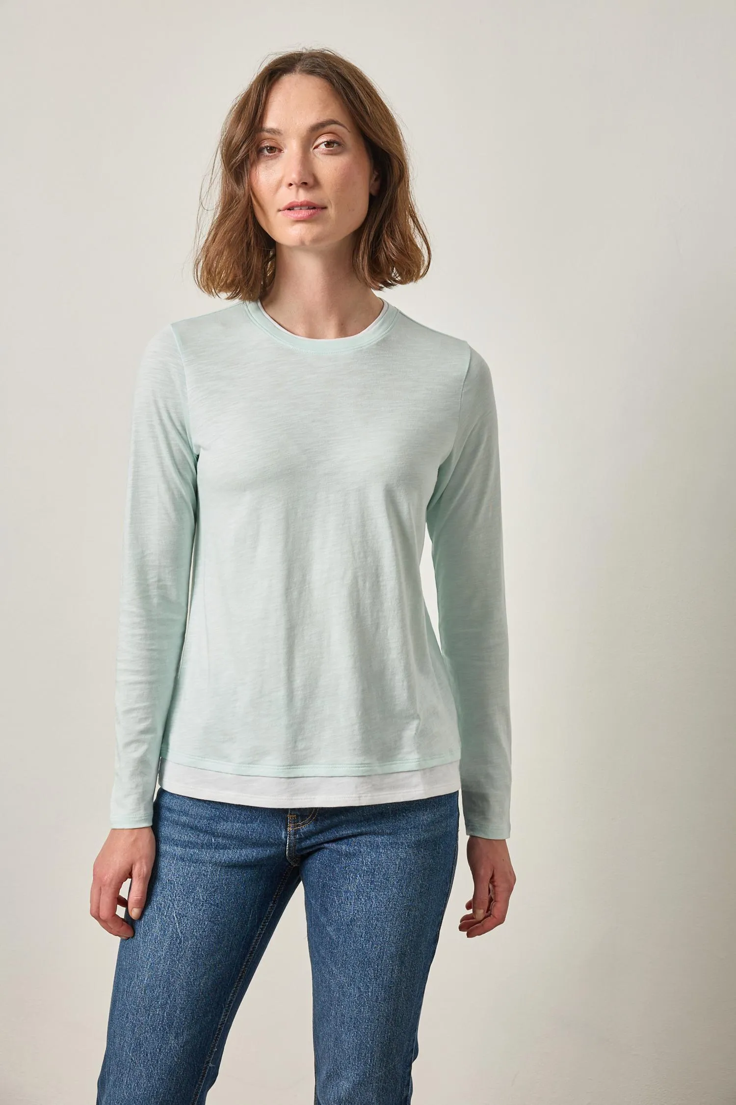 Paneled Hem Long Sleeve Crew sold by Lilla P product image thumbnail 3