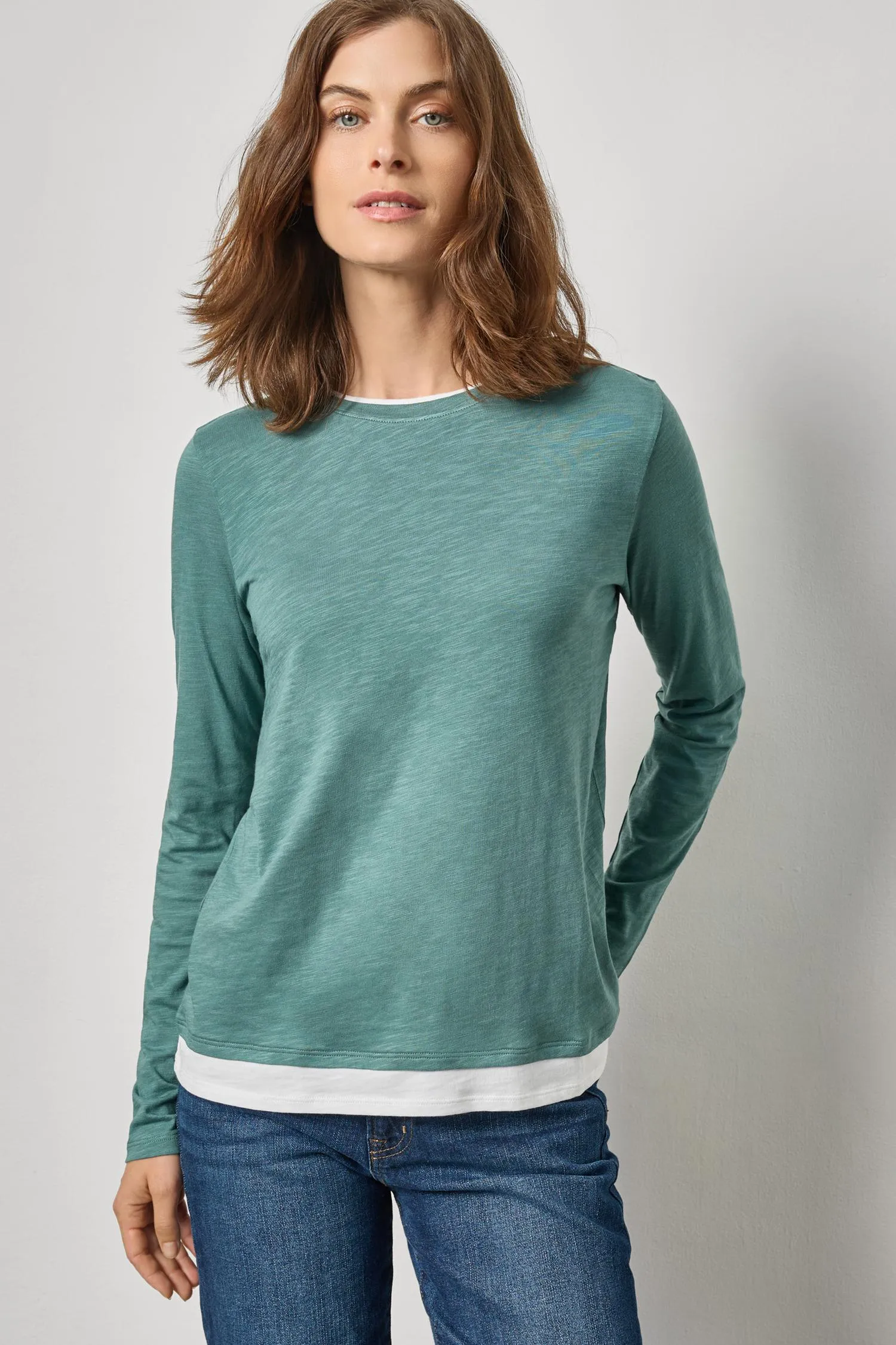 Paneled Hem Long Sleeve Crew sold by Lilla P product image thumbnail 4