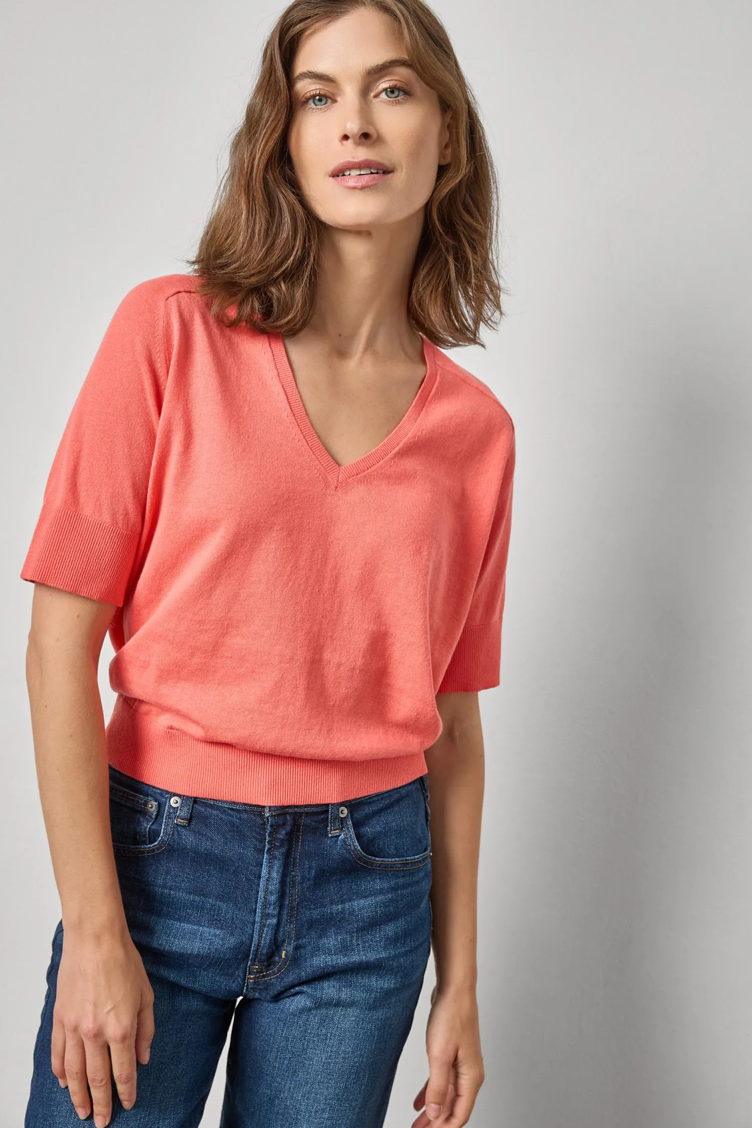 V-Neck Saddle Sleeve Sweater sold by Lilla P