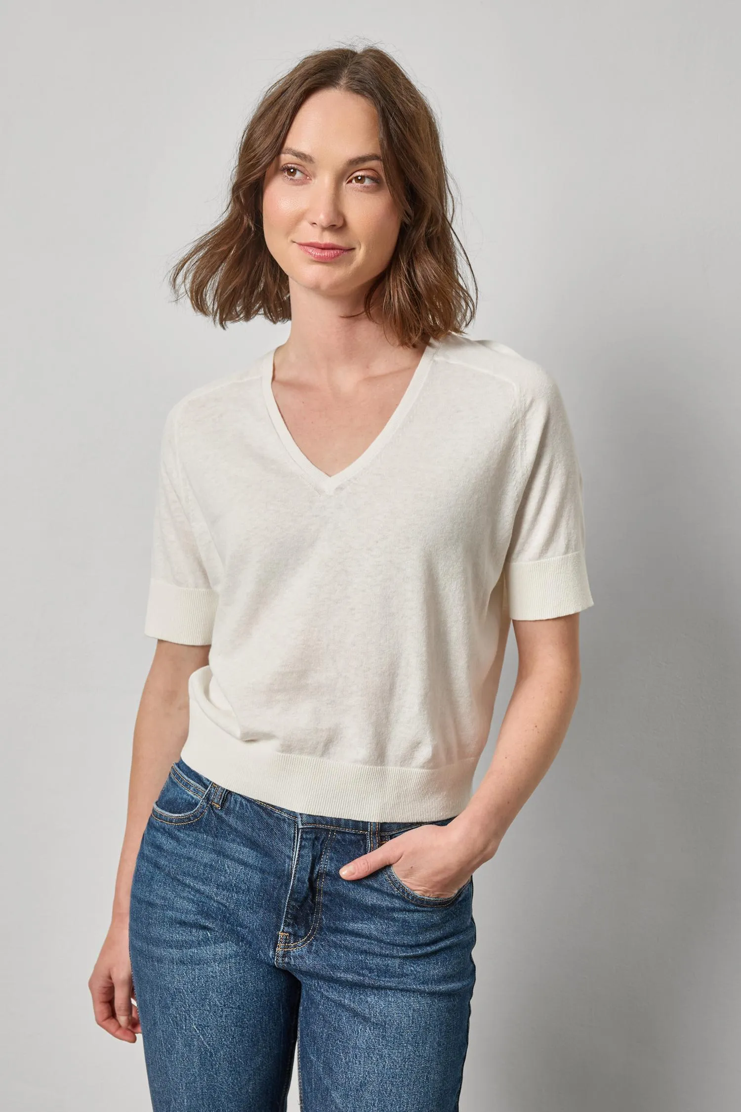 V-Neck Saddle Sleeve Sweater sold by Lilla P product image thumbnail 2