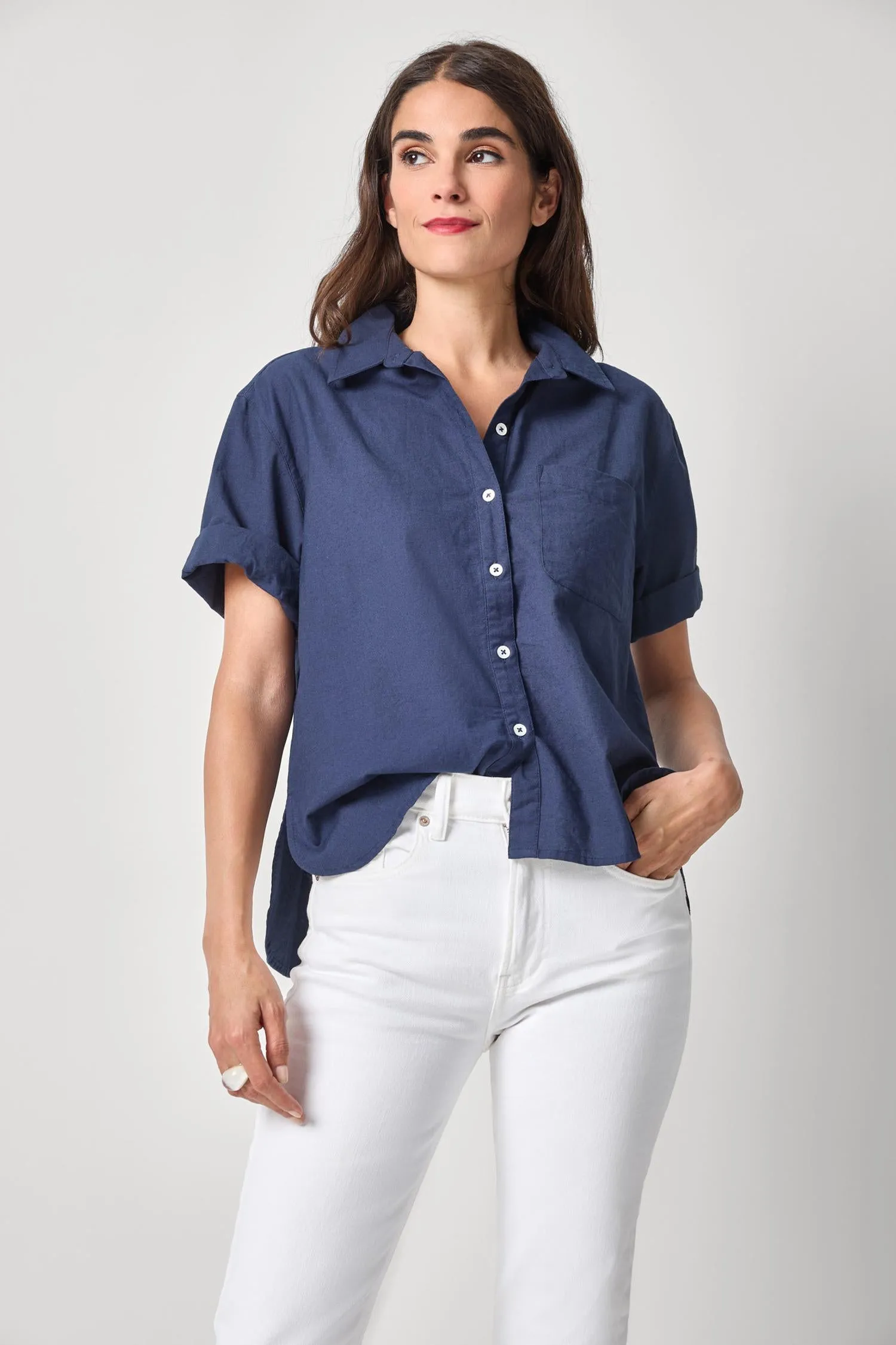 Linen Blend Boyfriend Button Down sold by Lilla P product image thumbnail 5
