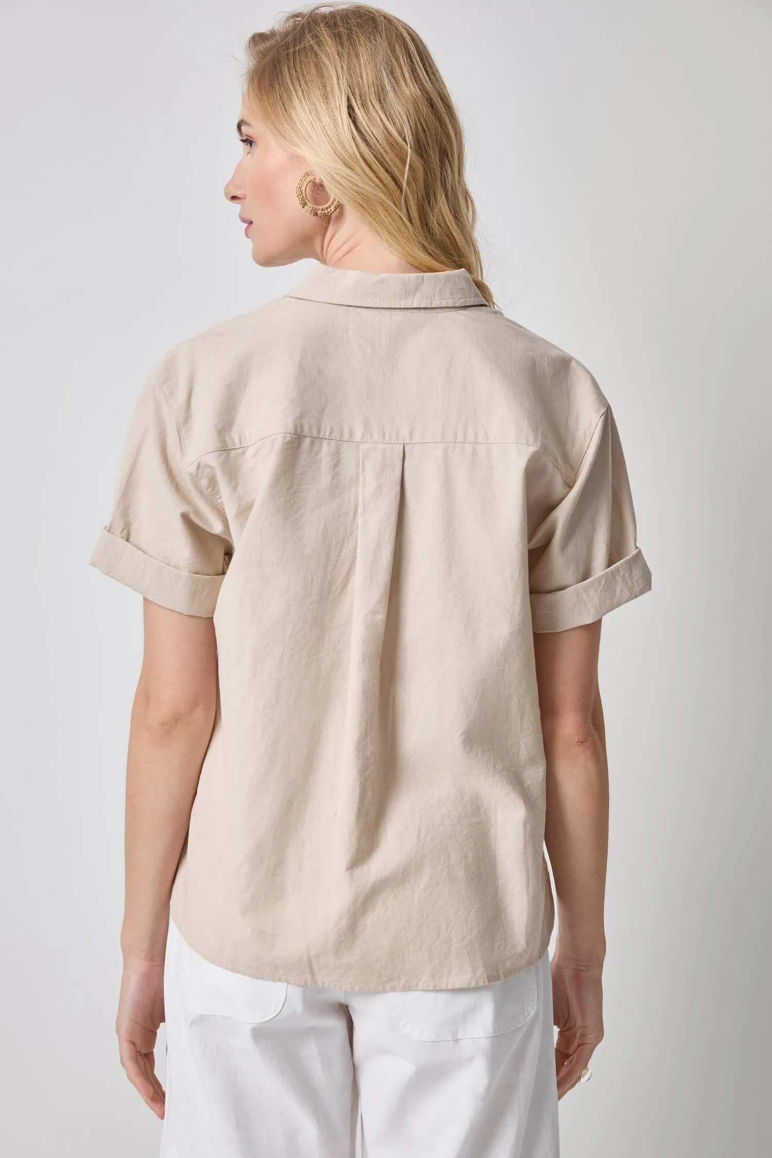 Linen Blend Boyfriend Button Down sold by Lilla P product image thumbnail 2