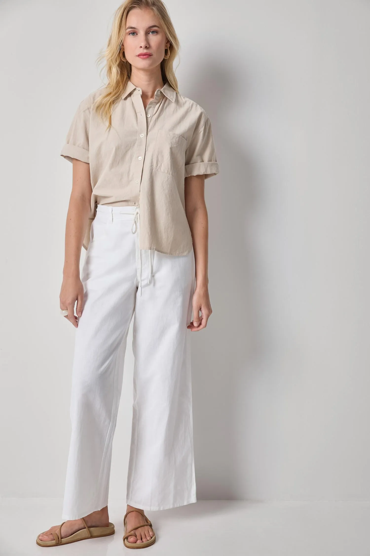 Linen Blend Boyfriend Button Down sold by Lilla P product image thumbnail 3