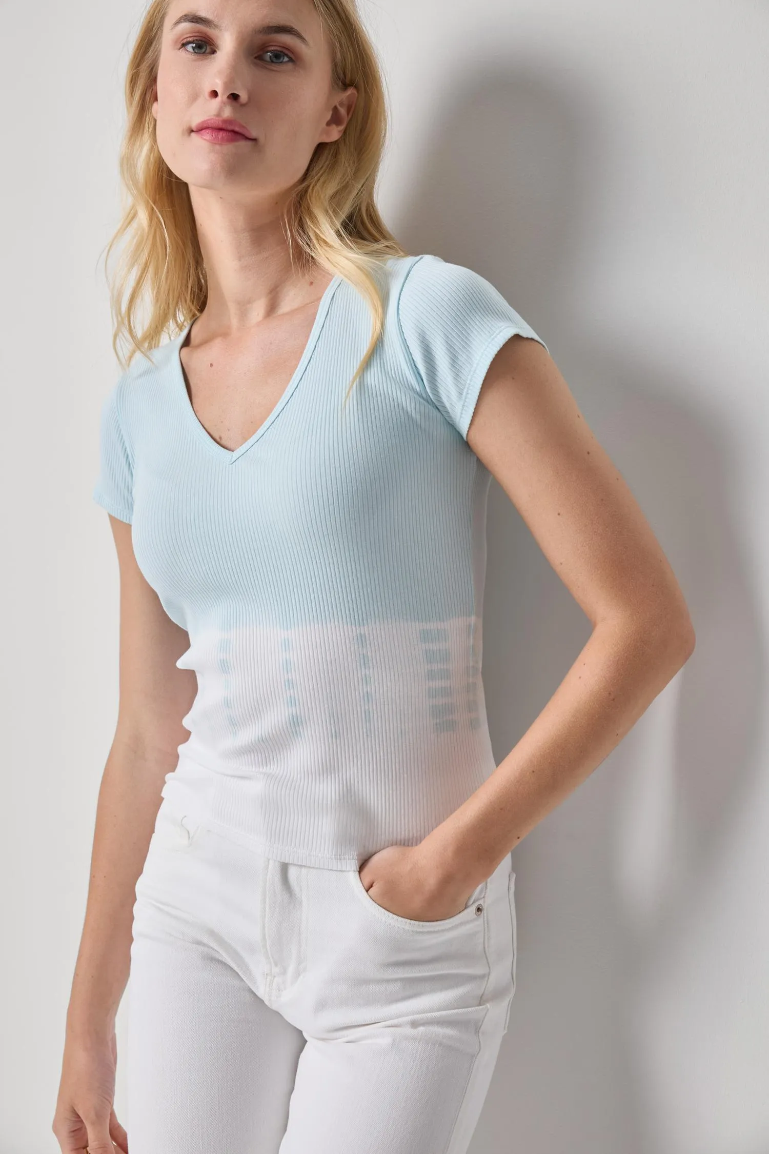 Bamboo Dye Short Sleeve V-Neck sold by Lilla P product image thumbnail 2