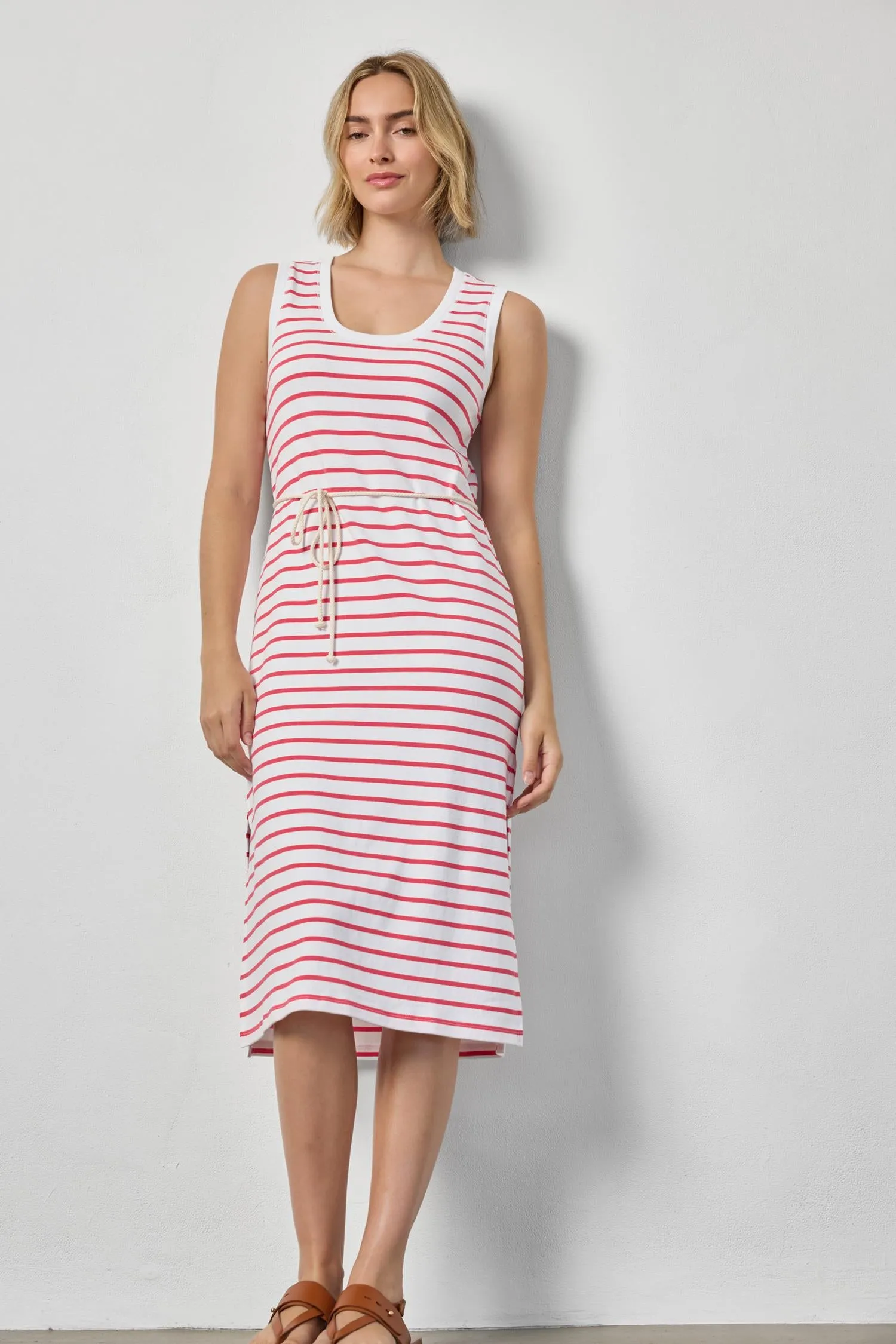 Rib Stripe Side Slit Tank Dress sold by Lilla P product image thumbnail 2