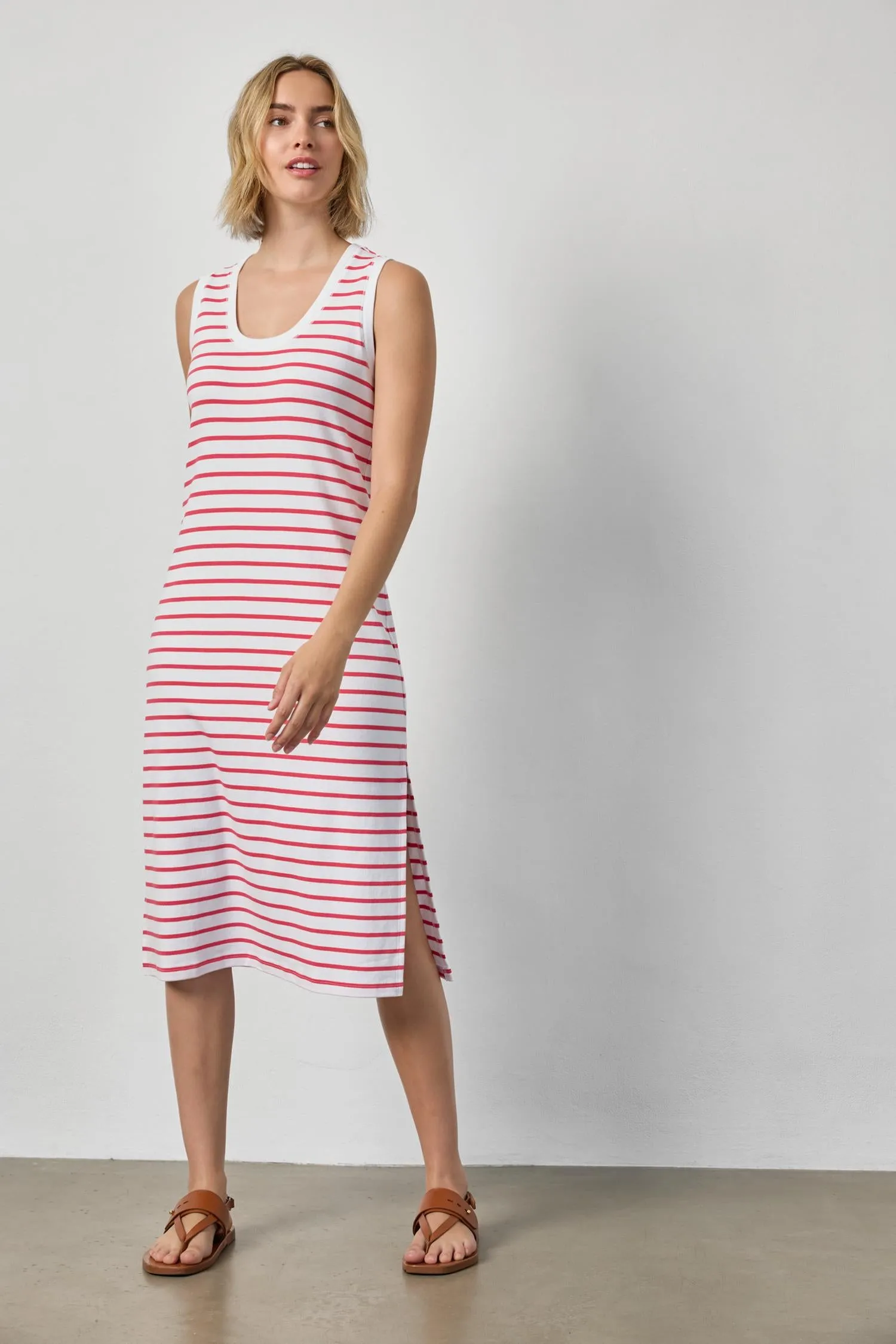 Rib Stripe Side Slit Tank Dress sold by Lilla P product image thumbnail 3