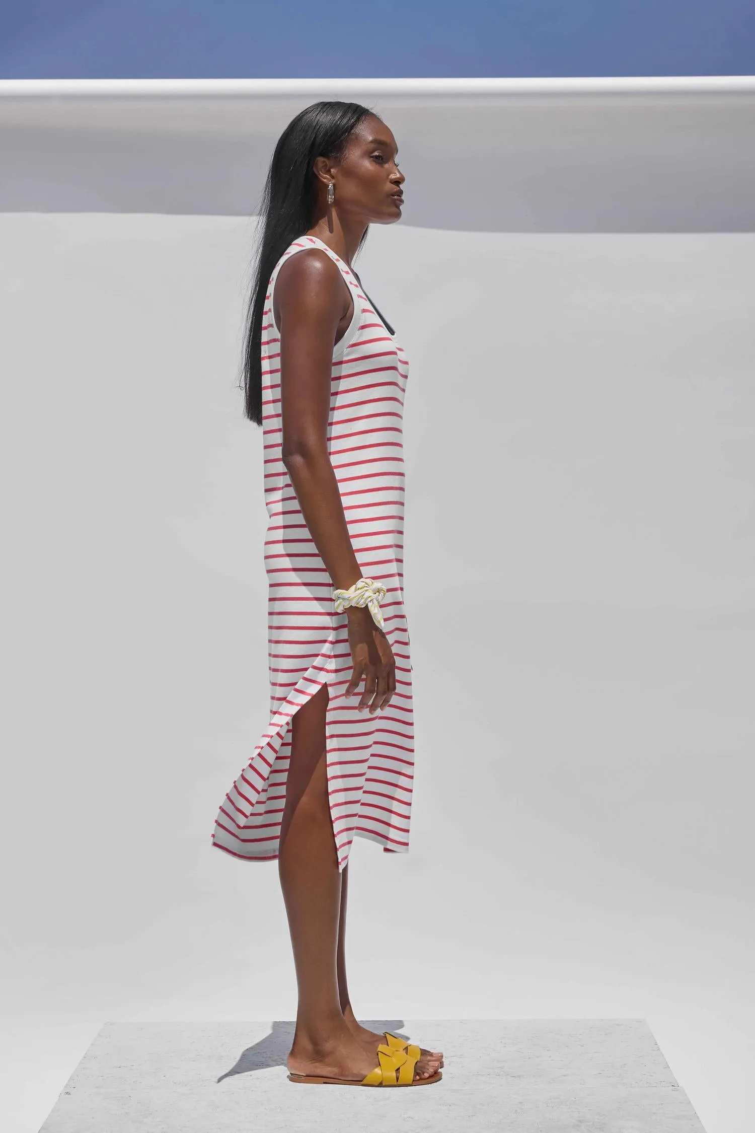 Rib Stripe Side Slit Tank Dress sold by Lilla P product image thumbnail 5