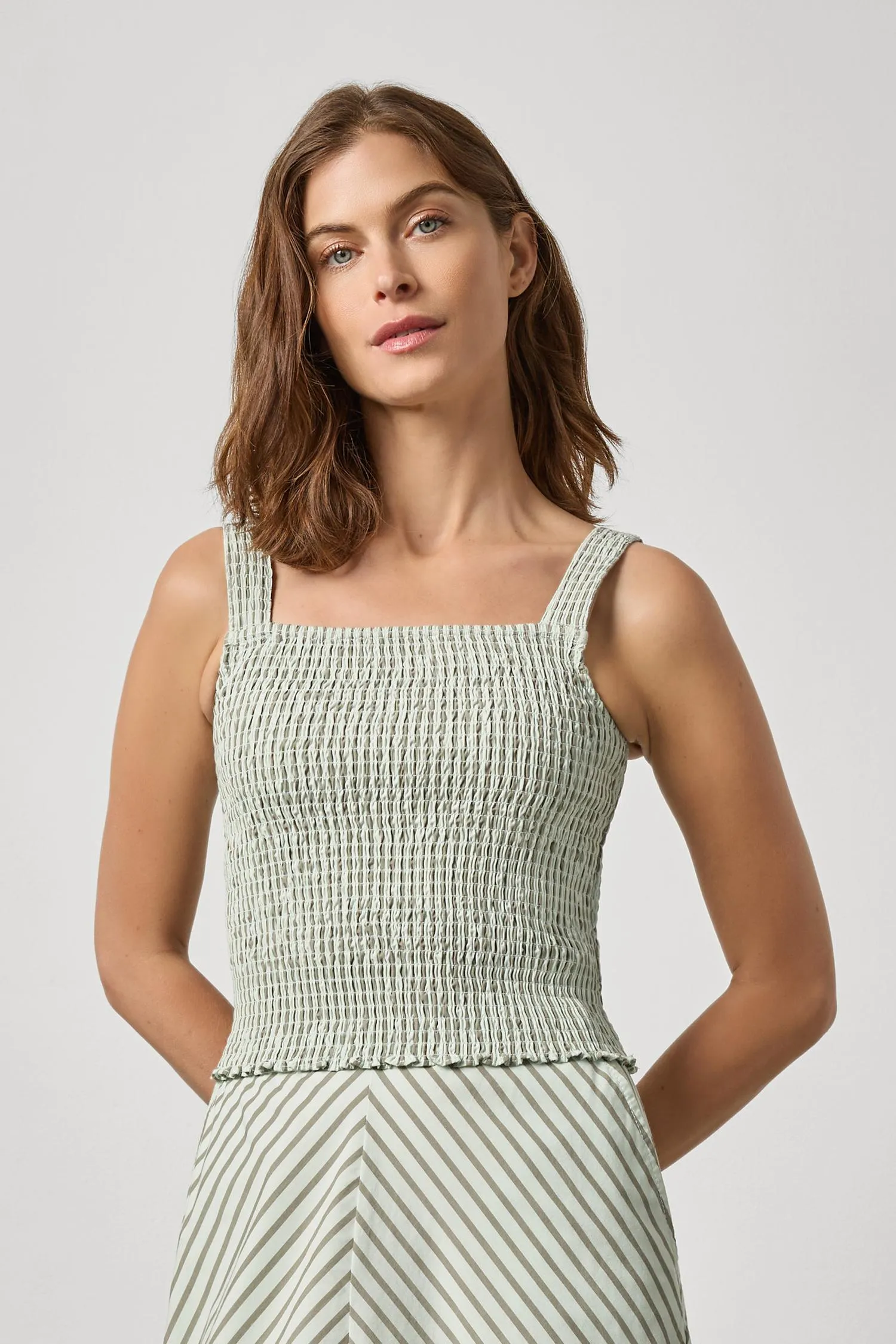 Striped Smocked Tank sold by Lilla P