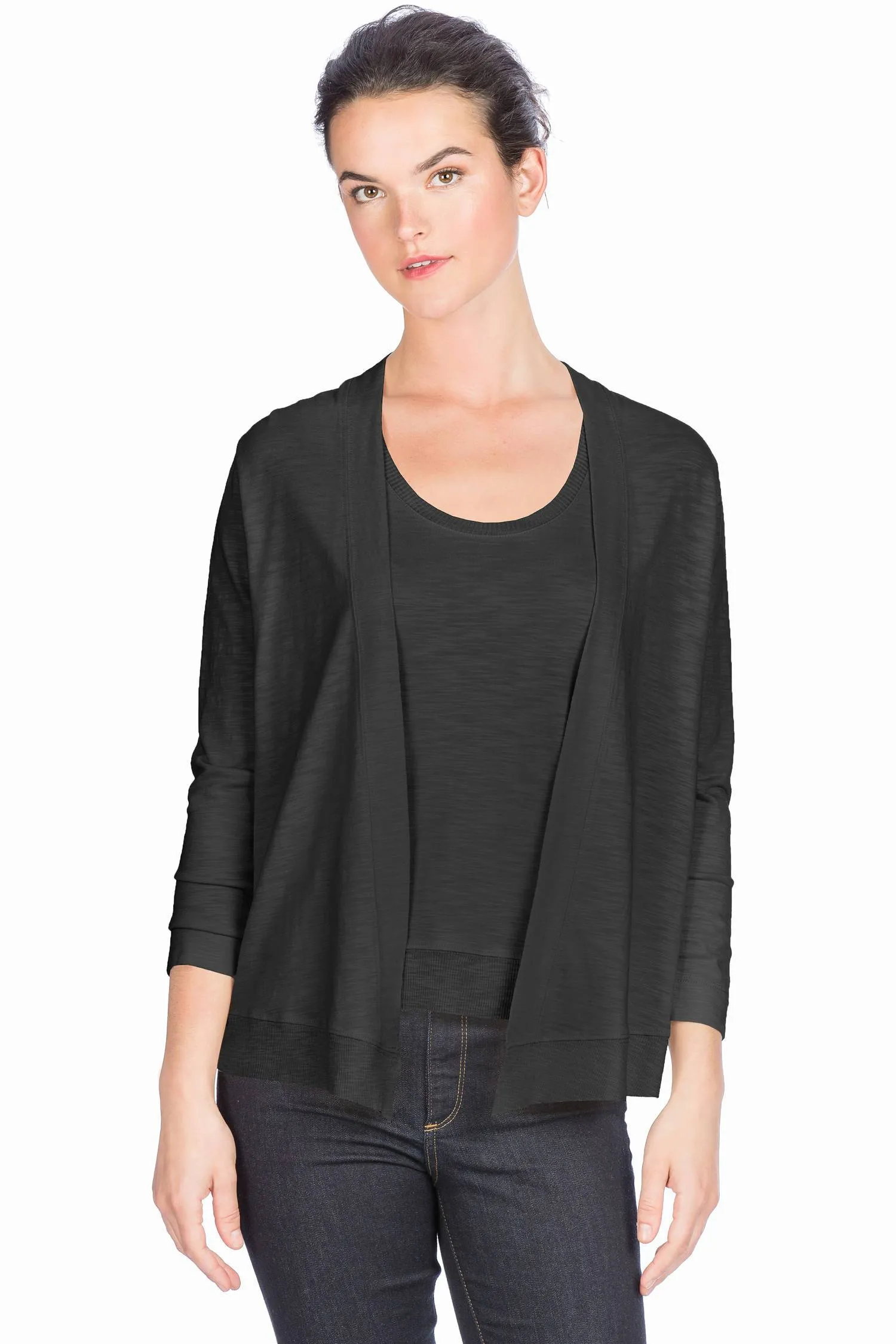 3/4 Sleeve Open Cardigan sold by Lilla P product image thumbnail 3