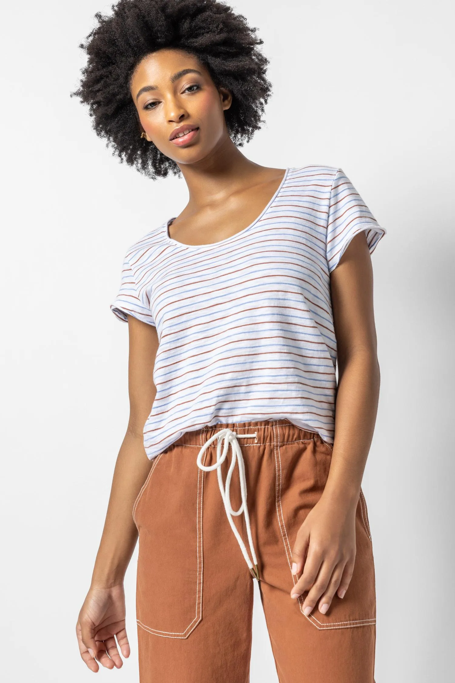 Striped Scoop Neck Tee sold by Lilla P product image thumbnail 3
