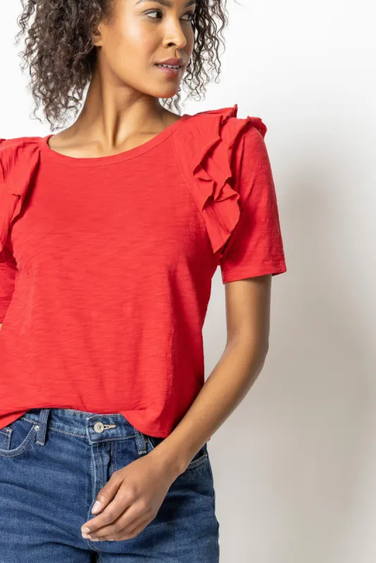 Elbow Sleeve Ruffle Crewneck sold by Lilla P