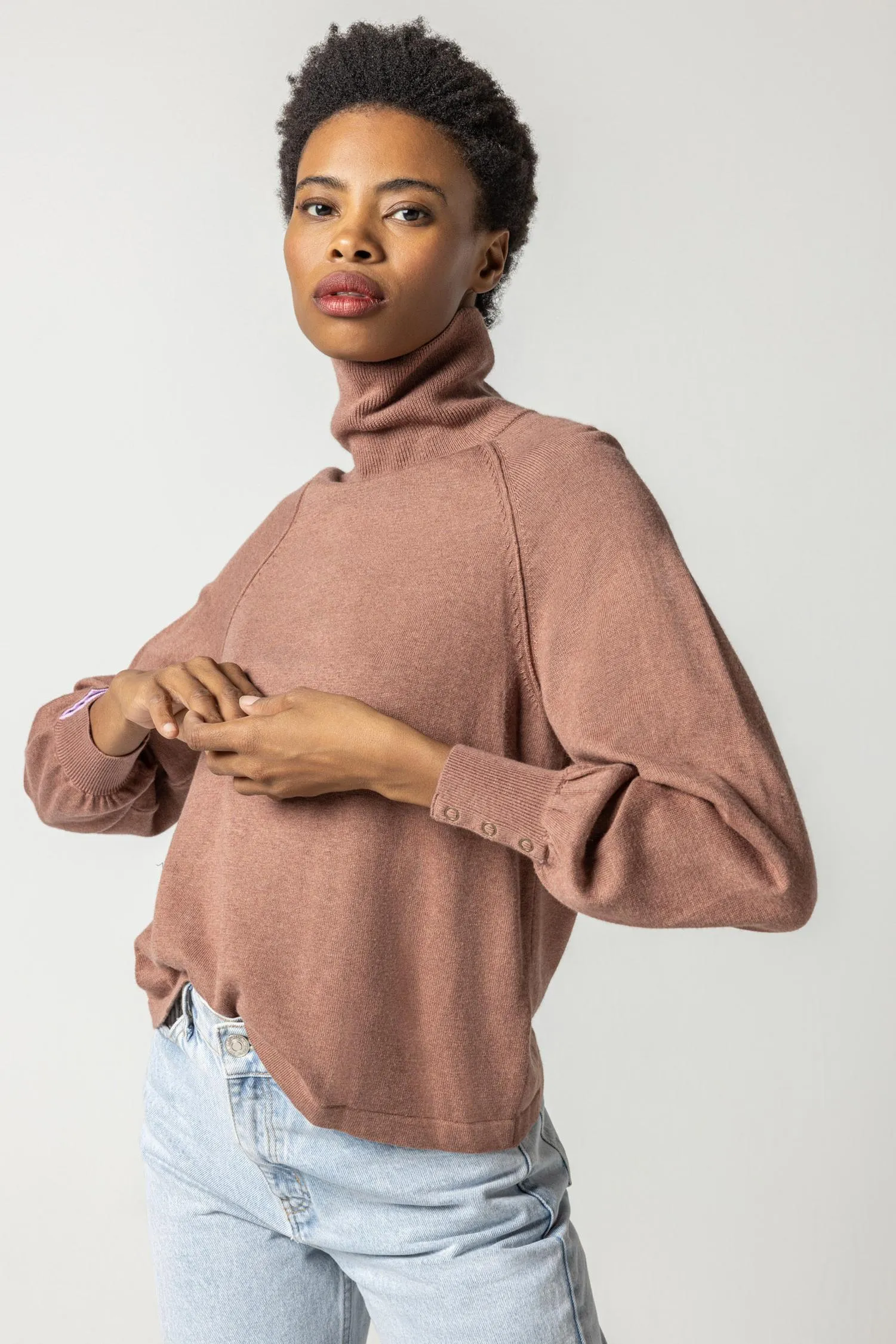 Snap Cuff Turtleneck Sweater sold by Lilla P product image thumbnail 5
