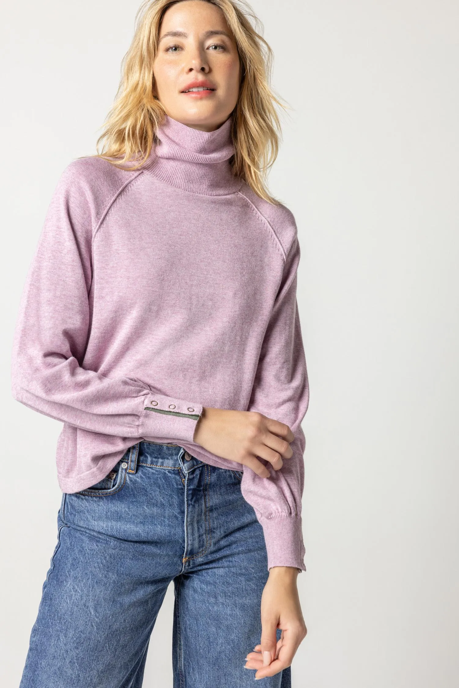 Snap Cuff Turtleneck Sweater sold by Lilla P