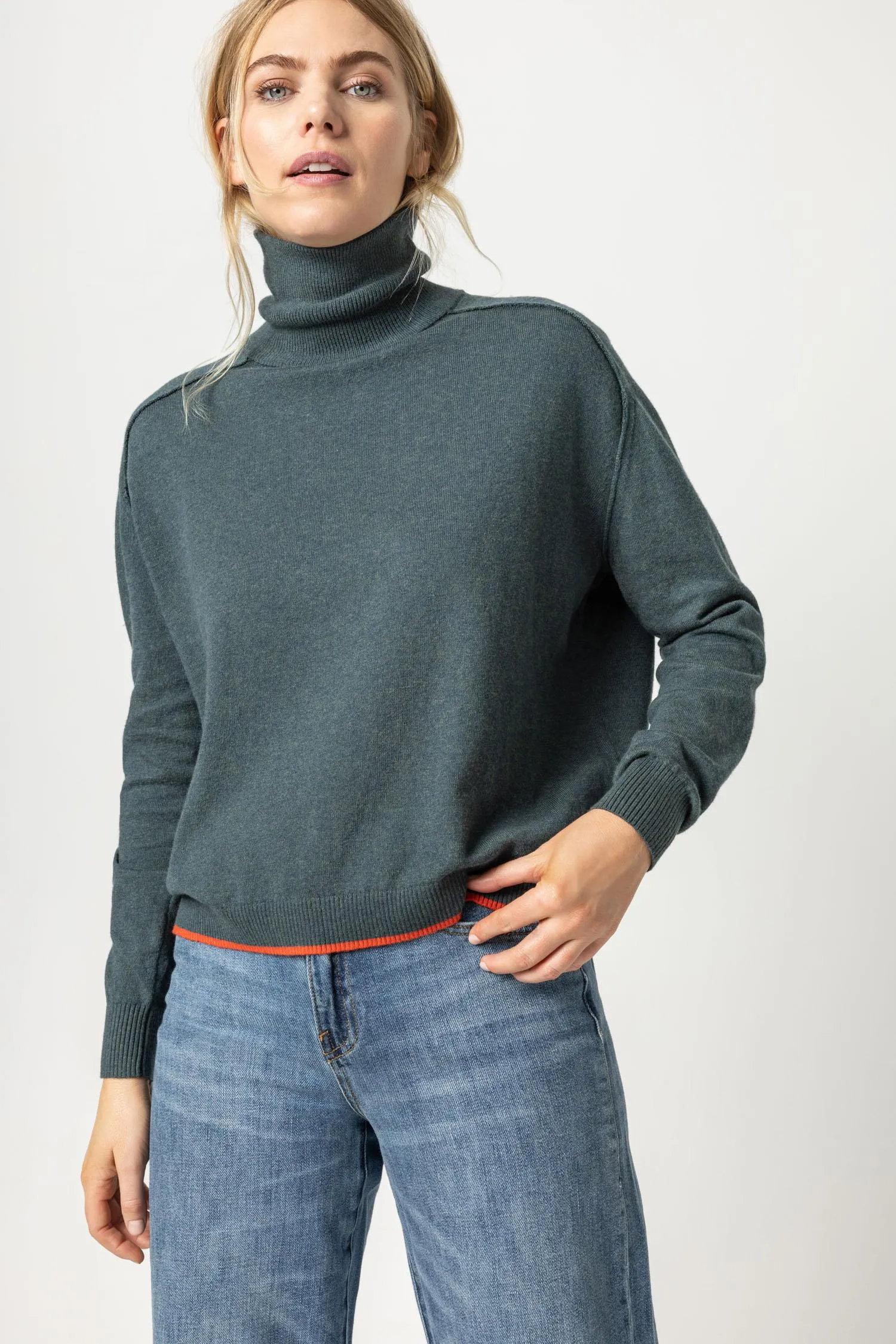 Easy Turtleneck Sweater with Tipping sold by Lilla P product image thumbnail 5