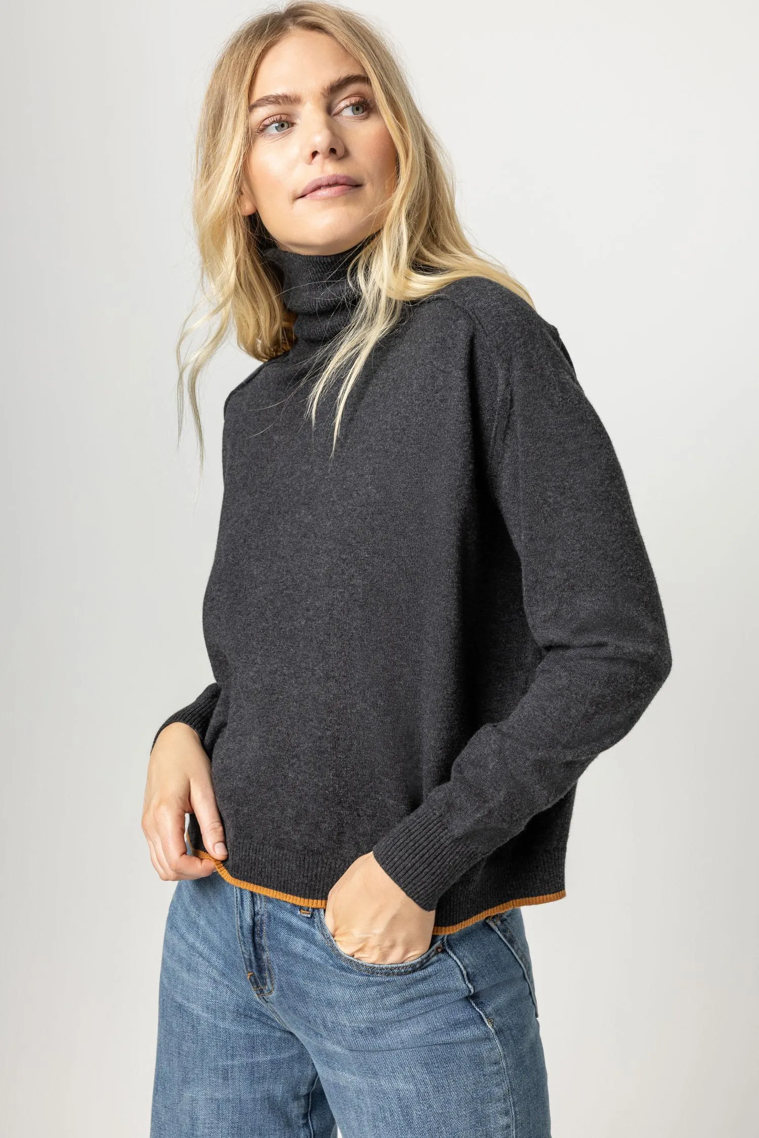 Easy Turtleneck Sweater with Tipping sold by Lilla P product image thumbnail 3