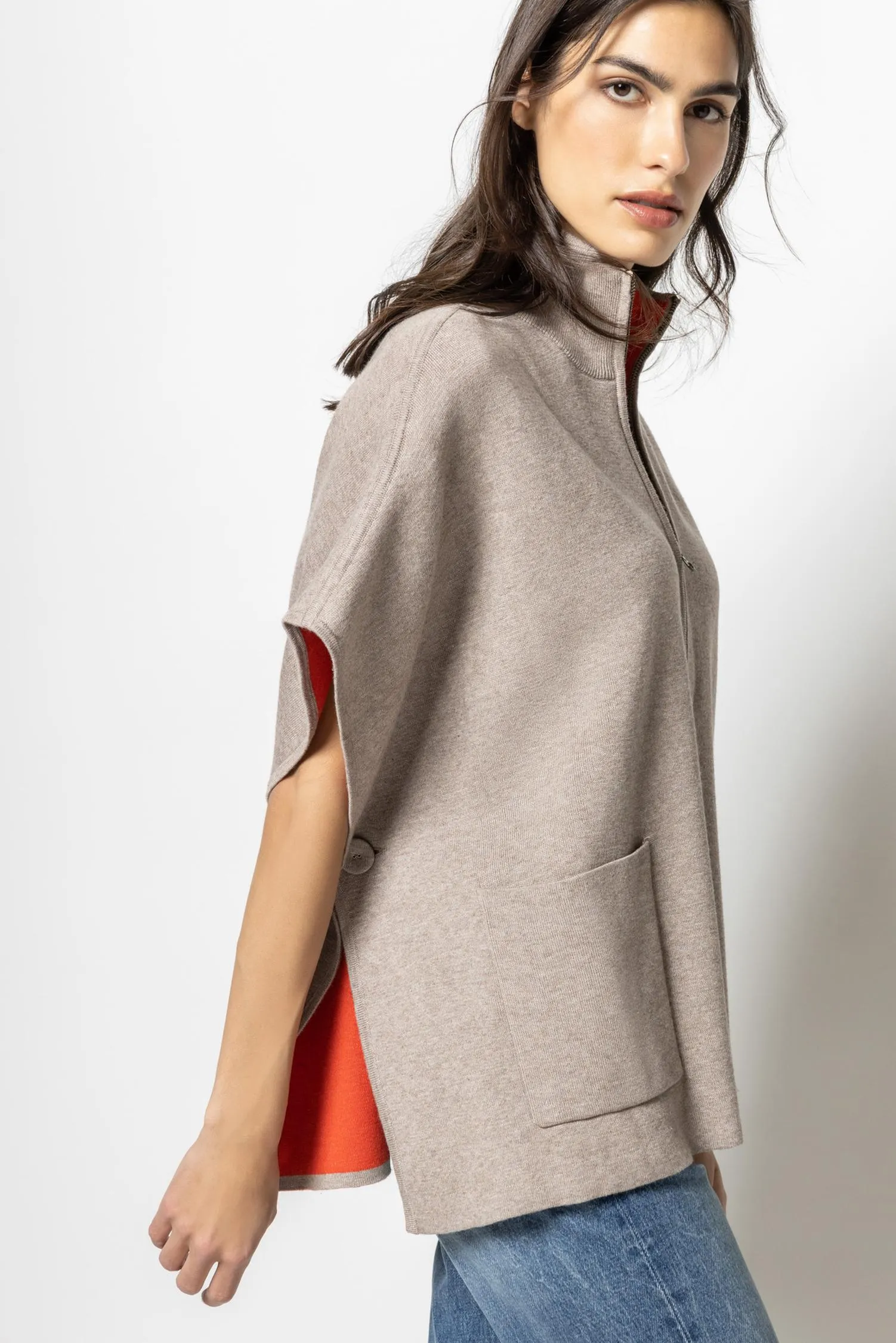 Zip Up Poncho Sweater sold by Lilla P product image thumbnail 4