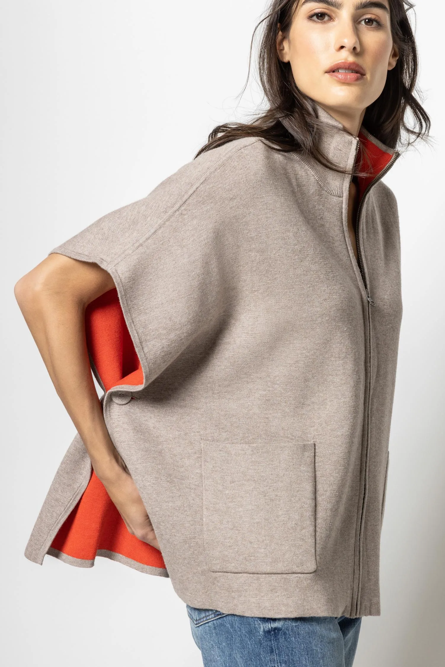 Zip Up Poncho Sweater sold by Lilla P product image thumbnail 3