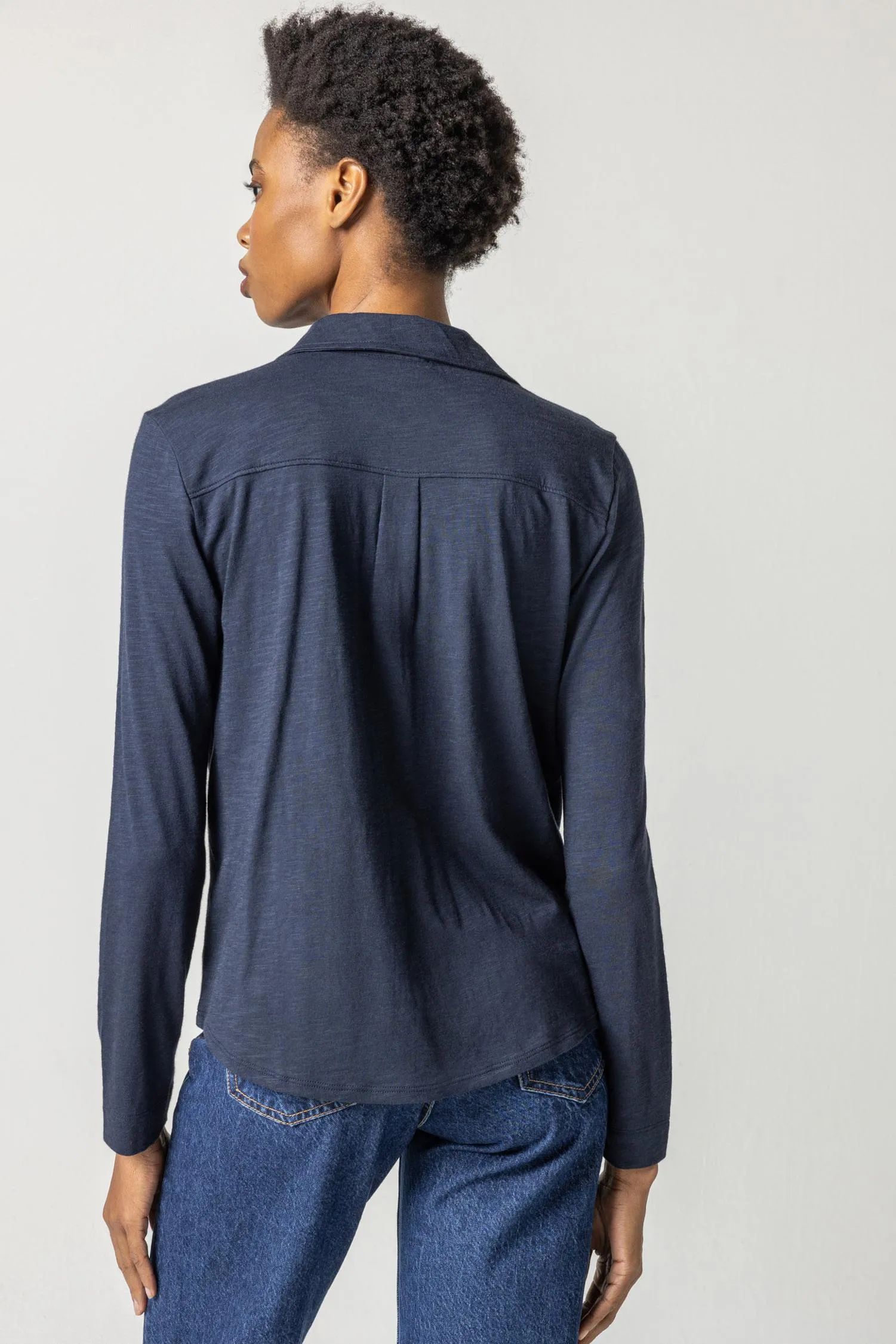 Long Sleeve Buttondown Tee sold by Lilla P product image thumbnail 5