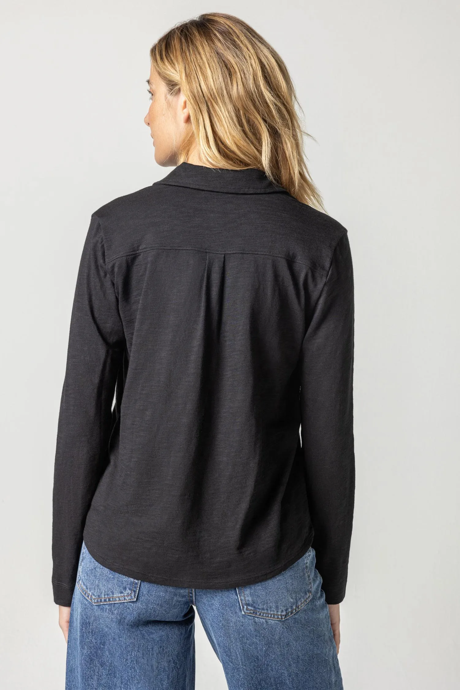 Long Sleeve Buttondown Tee sold by Lilla P product image thumbnail 2