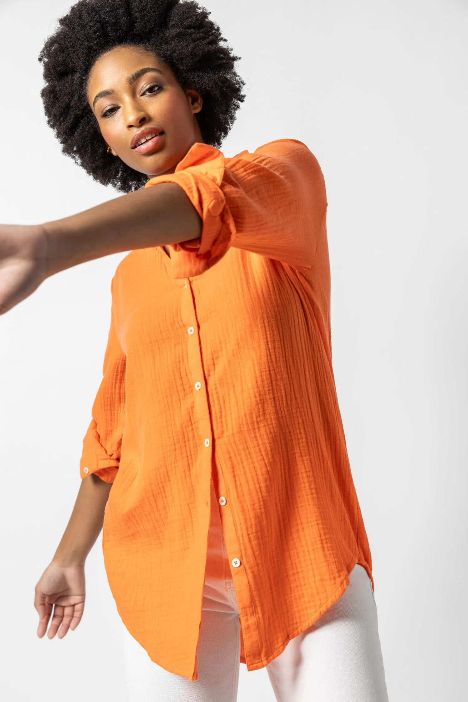 Long Sleeve Button Down Tunic sold by Lilla P product image thumbnail 5