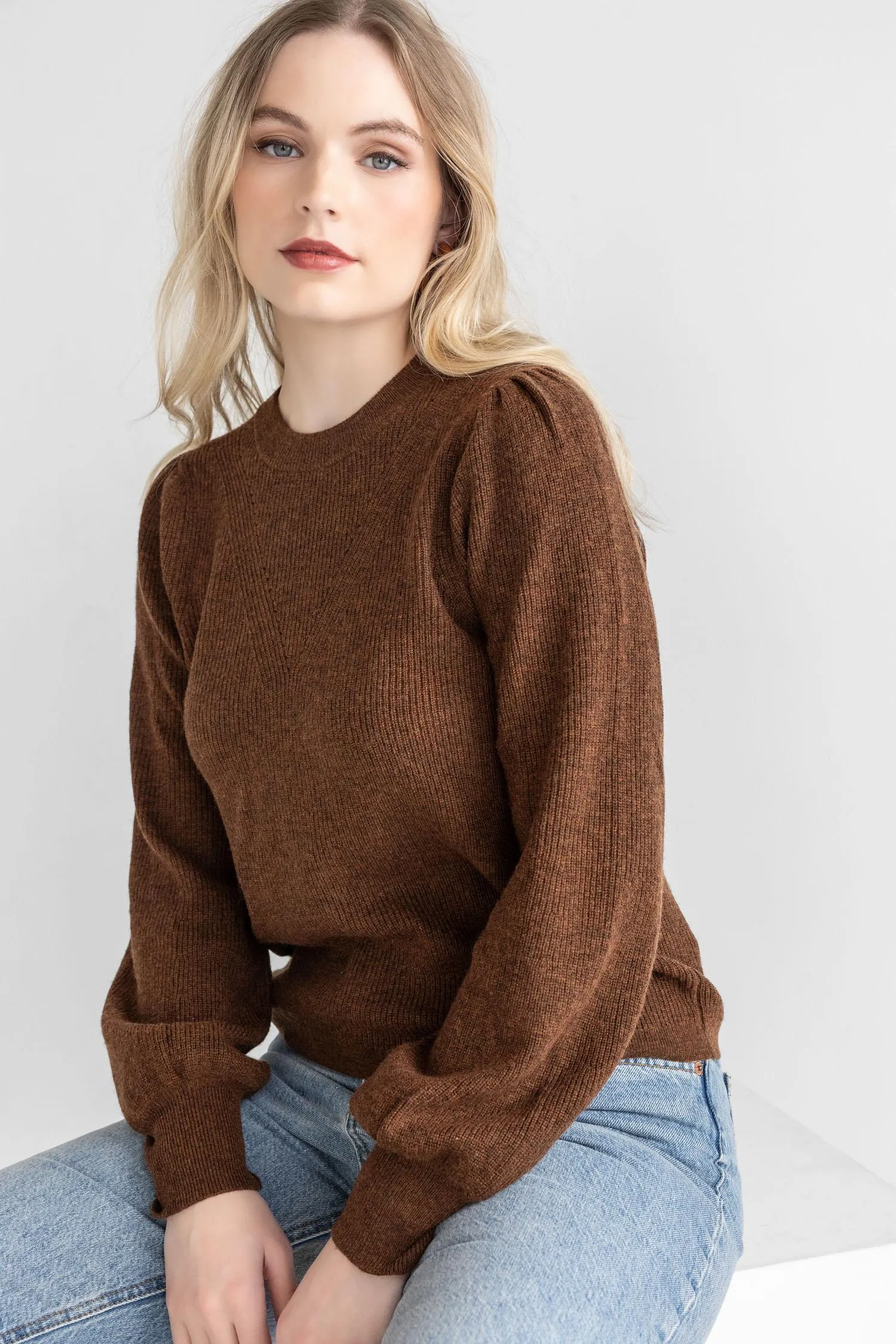 Ribbed Puff Sleeve Sweater sold by Lilla P product image thumbnail 2