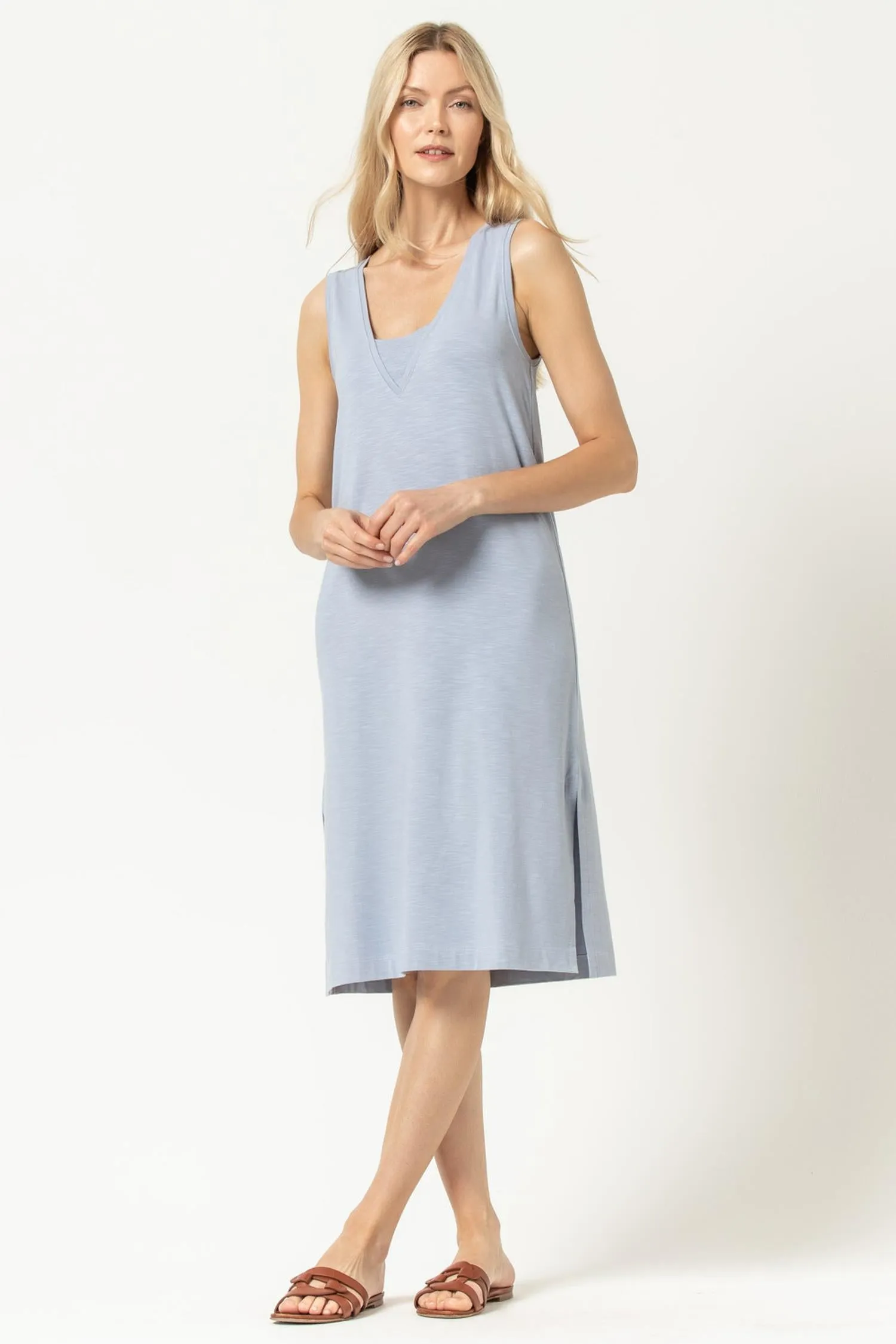 Rib Inset Midi Dress sold by Lilla P product image thumbnail 4