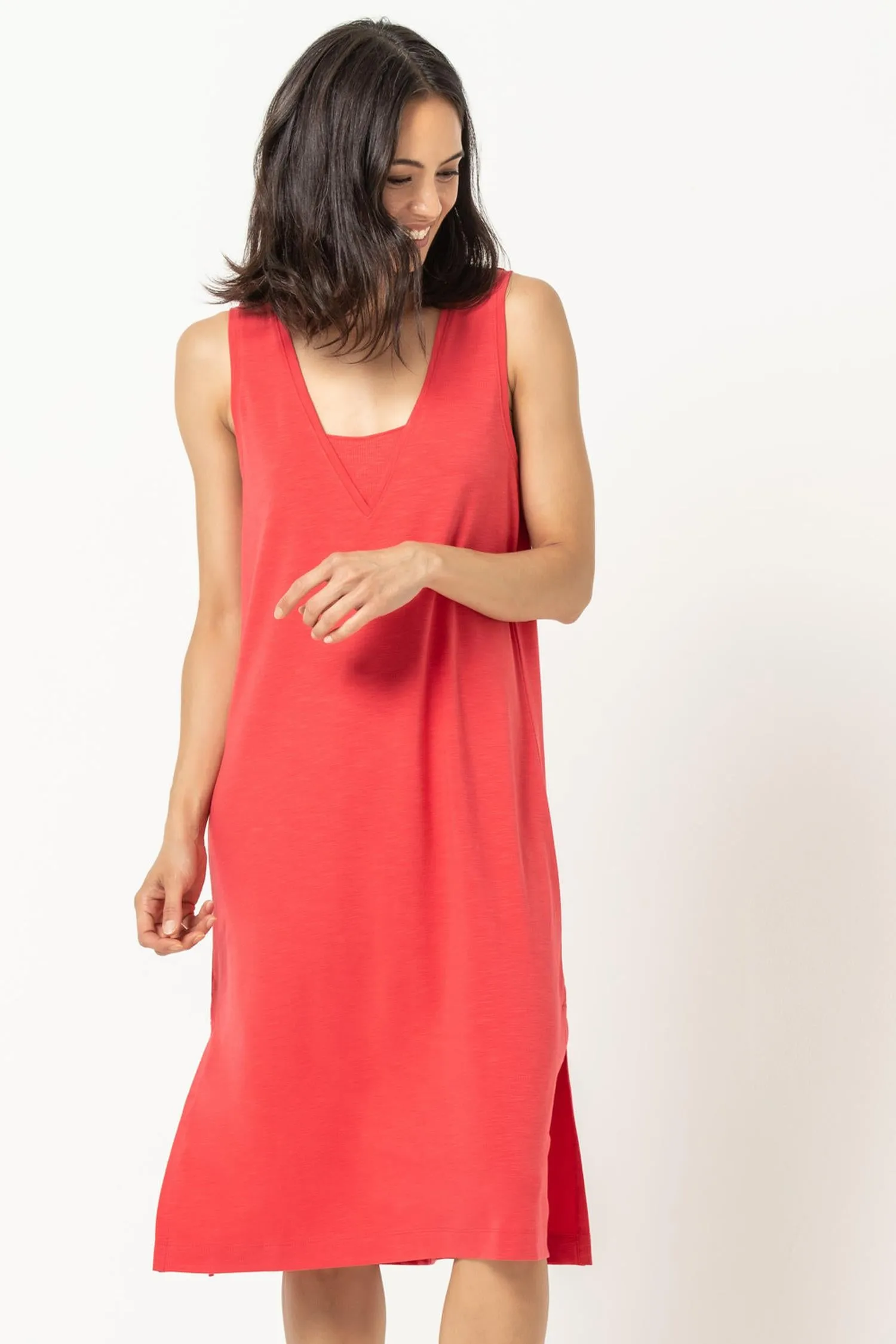 Rib Inset Midi Dress sold by Lilla P product image thumbnail 5
