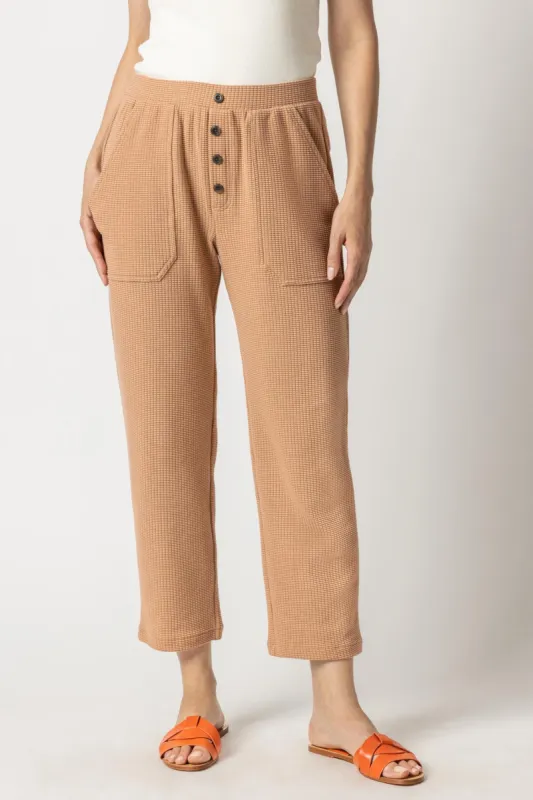 【ADANOLA】Waffle Straight Leg Pants Waffle Straight Leg Pants - Light Grey Melange