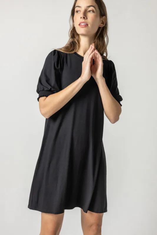 Smocked Sleeve Crewneck Dress made by Lilla P