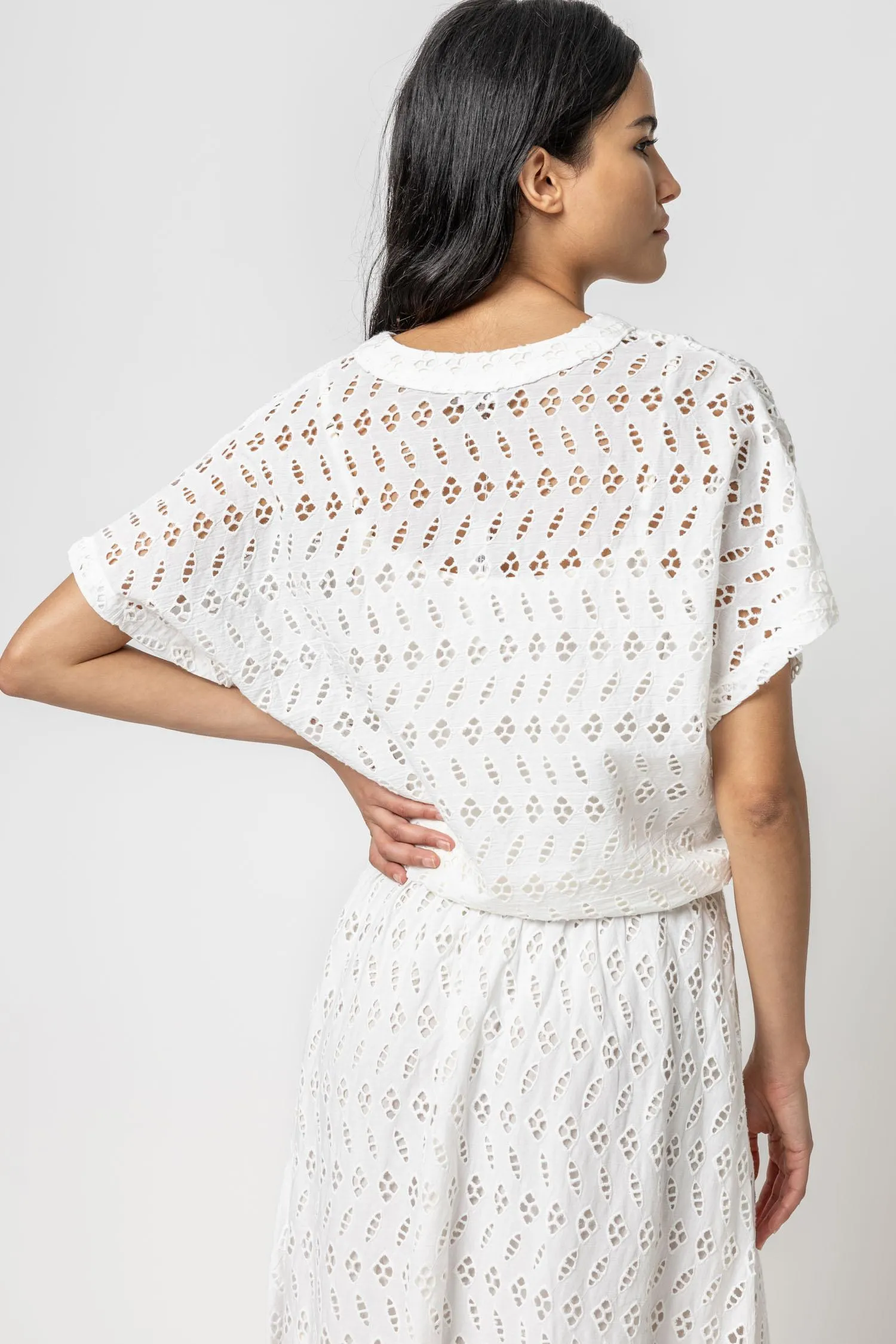 Eyelet Drawstring Dolman V-Neck sold by Lilla P product image thumbnail 2