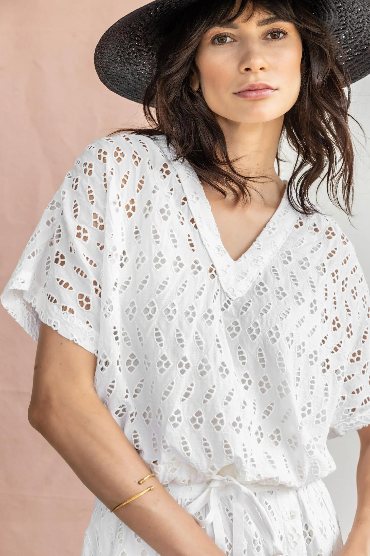 Eyelet Drawstring Dolman V-Neck sold by Lilla P product image thumbnail 3
