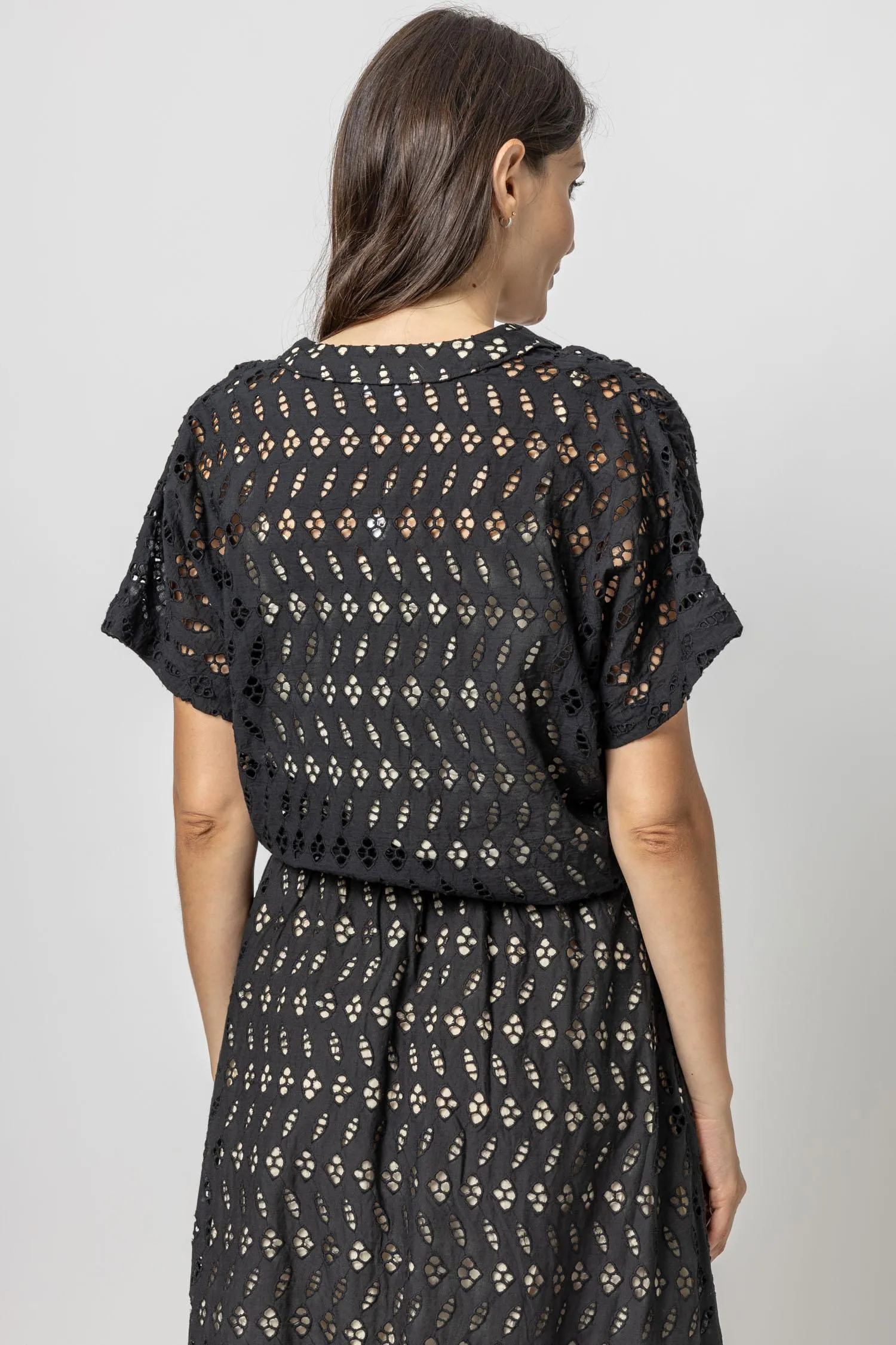 Eyelet Drawstring Dolman V-Neck sold by Lilla P product image thumbnail 5