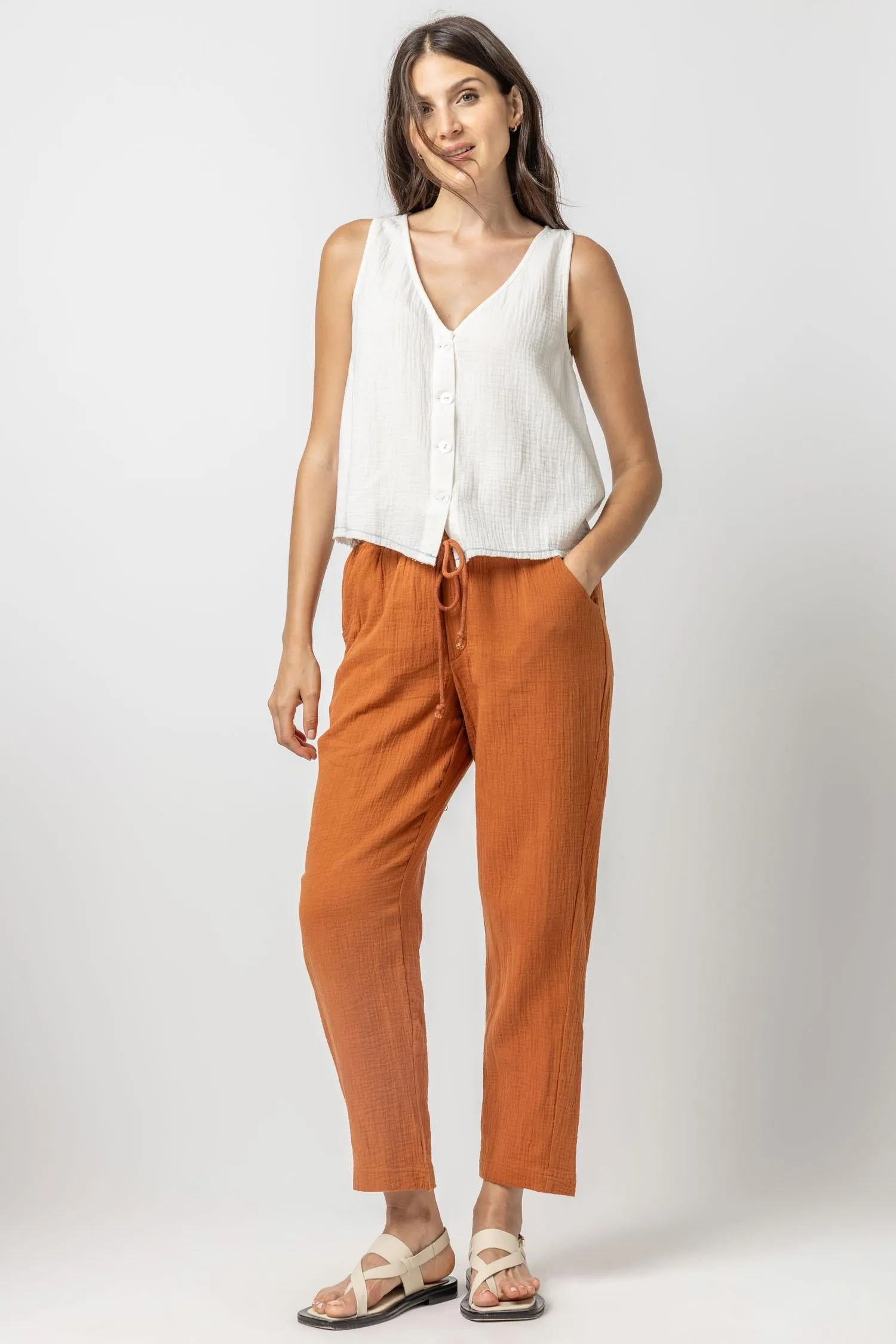 Straight Leg Gauze Pant sold by Lilla P product image thumbnail 3