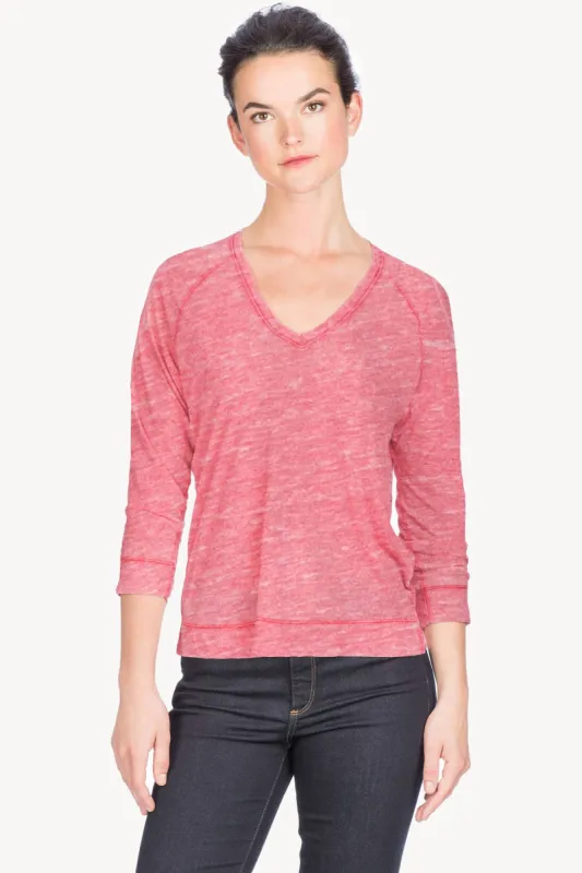 3/4 Sleeve Heathered V-Neck Tee sold by Lilla P