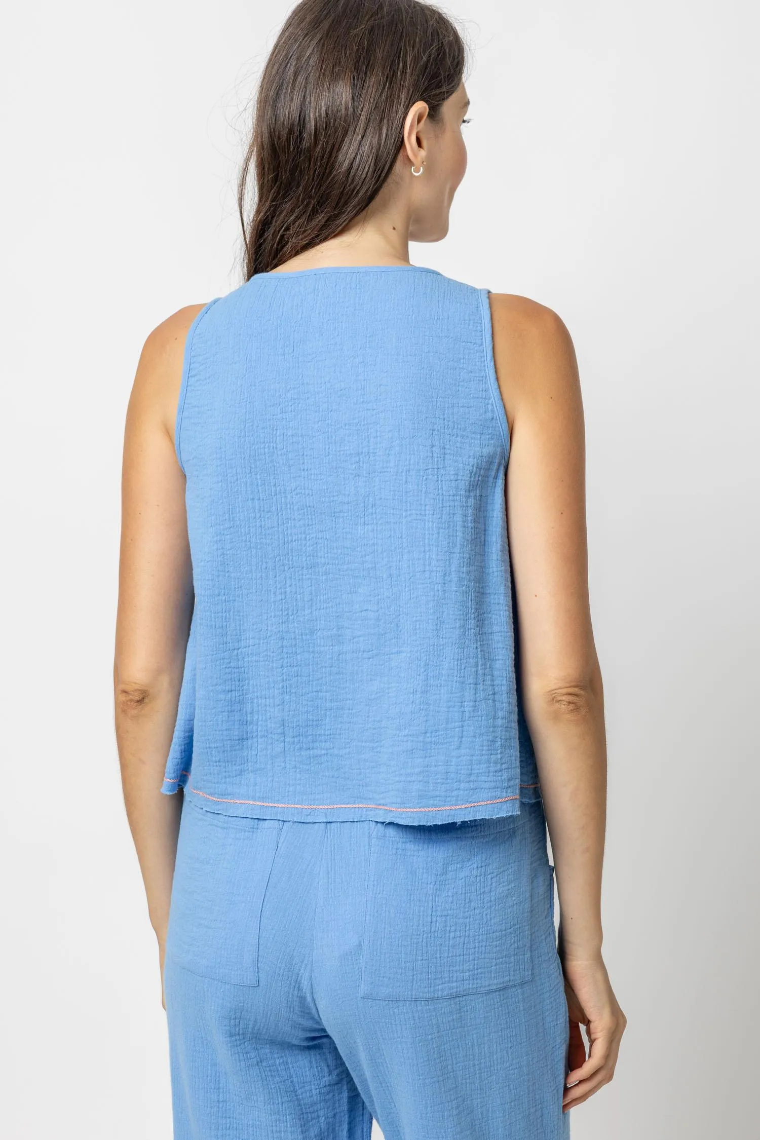 Button Front Gauze Sleeveless Top sold by Lilla P product image thumbnail 4