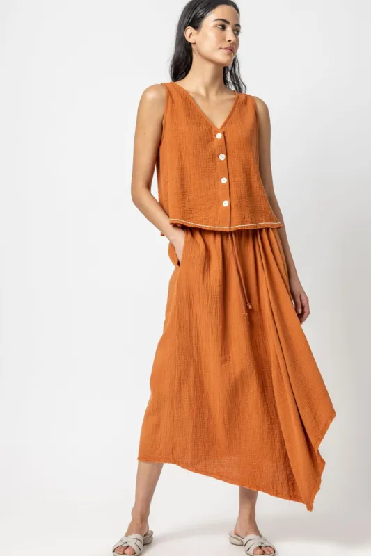 Button Front Gauze Sleeveless Top sold by Lilla P