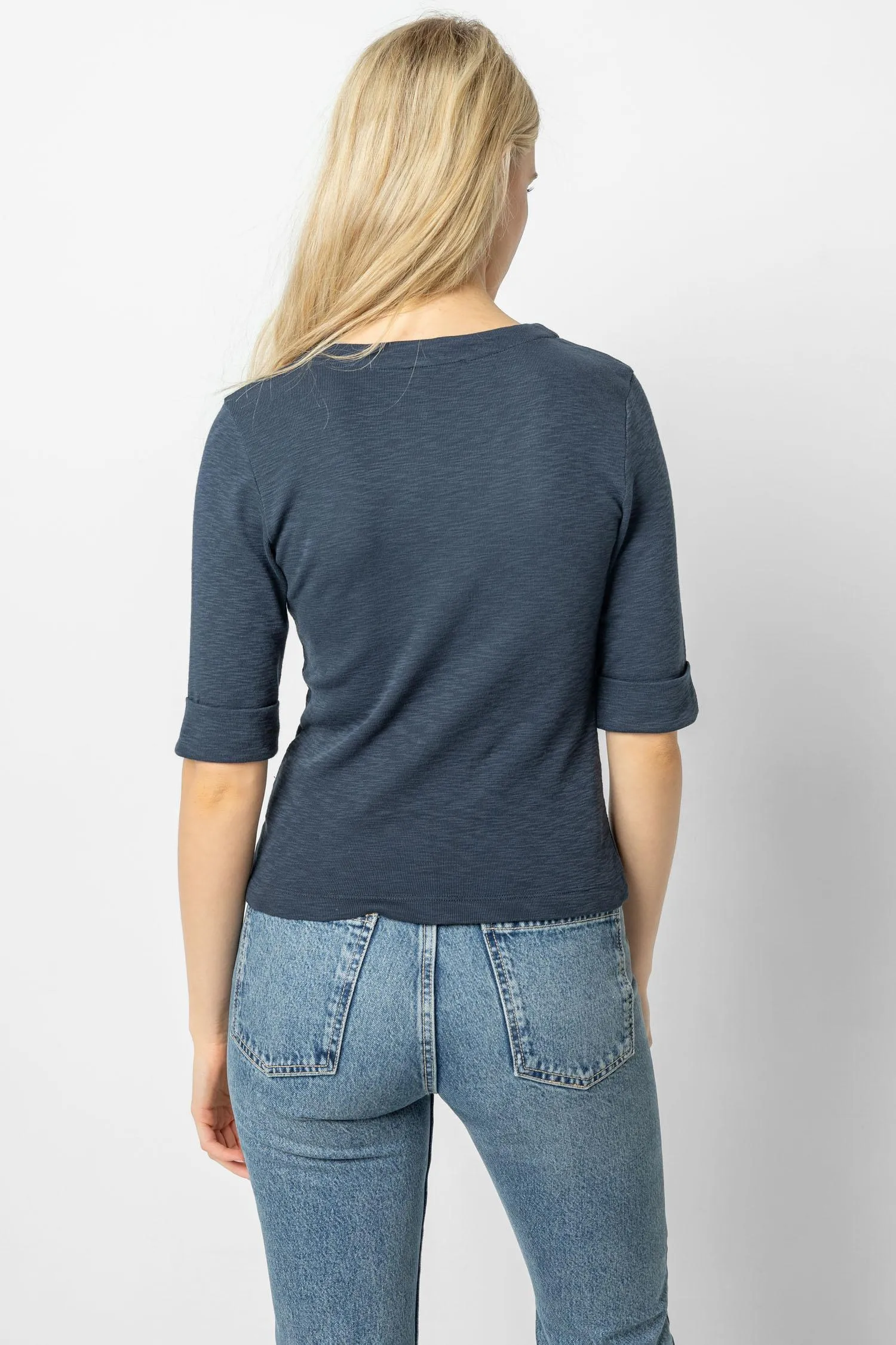 Cuffed Elbow Sleeve V-Neck sold by Lilla P product image thumbnail 4