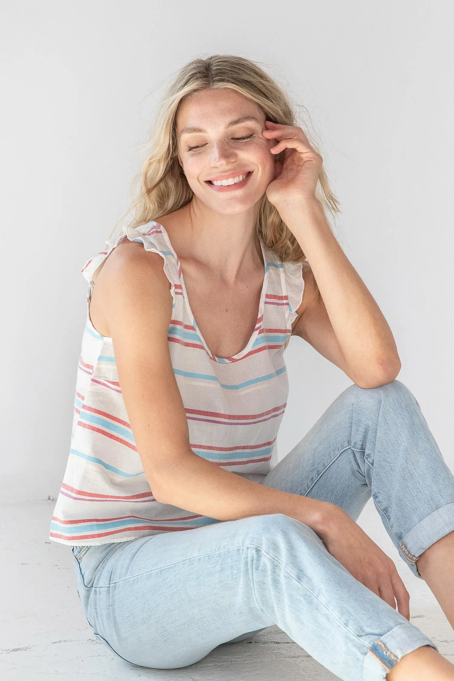 Ruffle Sleeve Tank sold by Lilla P product image thumbnail 3